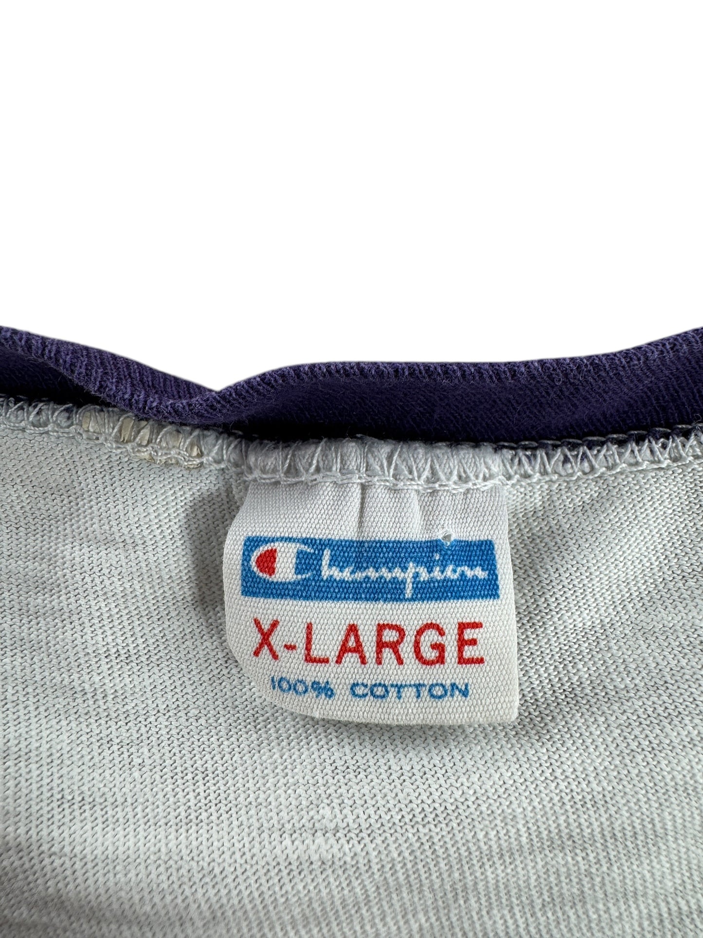 Tag on Vintage Champion Blue Bar Waterprint WSU Ringer SZ XL (Fits L)
