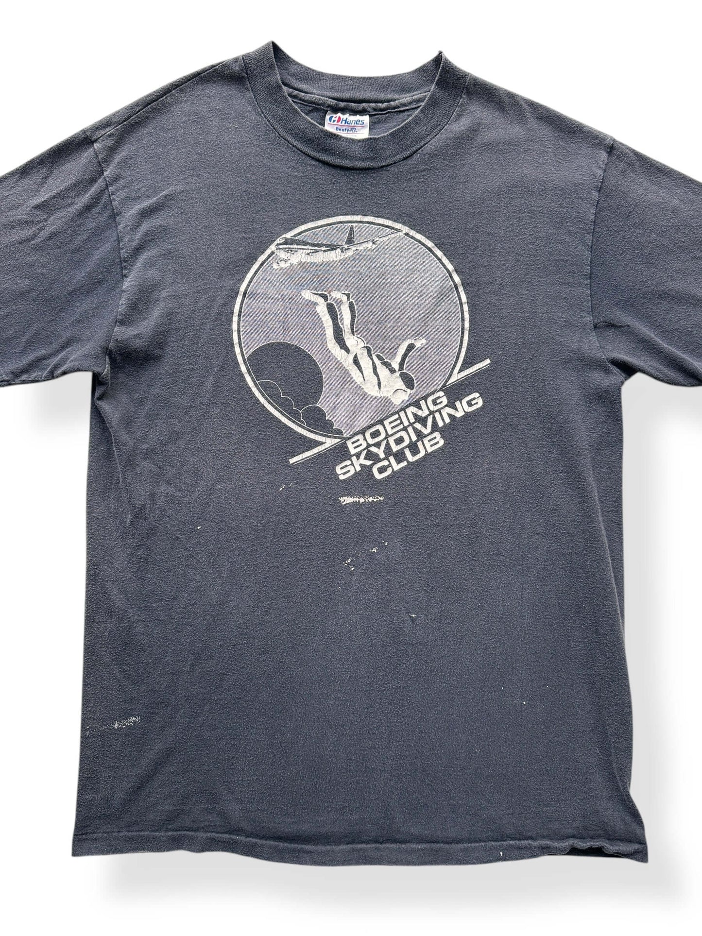 Front Close Up of Vintage Boeing Skydiving Club Tee SZ M