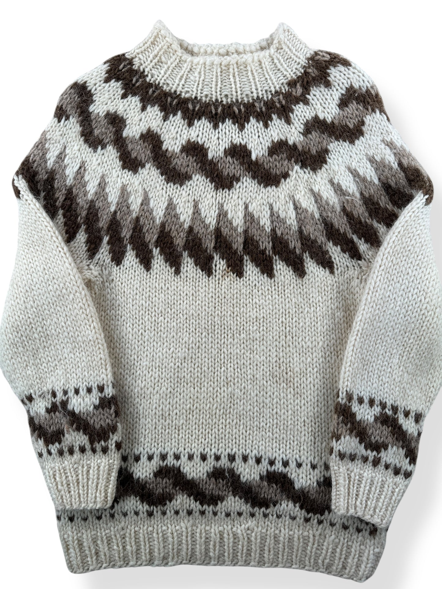 Front Close Up of Vintage Nordic Knit Sweater SZ XS
