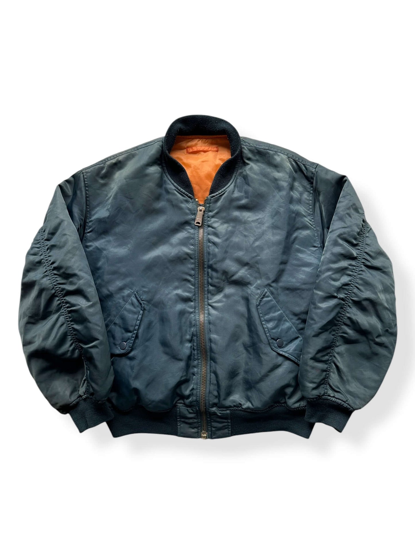 Front of Vintage Navy Blue MA-1 Bomber SZ L