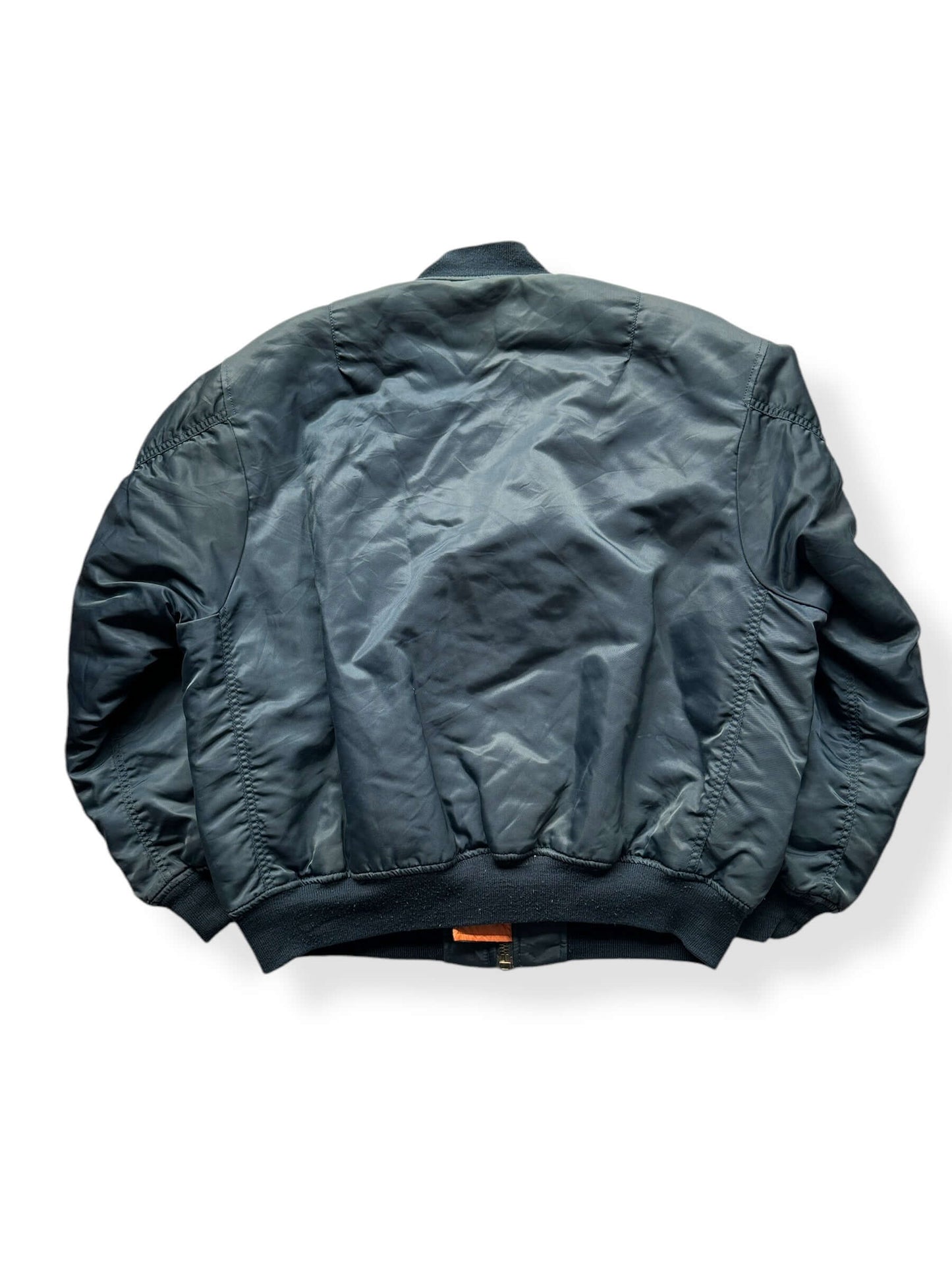 Back of Vintage Navy Blue MA-1 Bomber SZ L