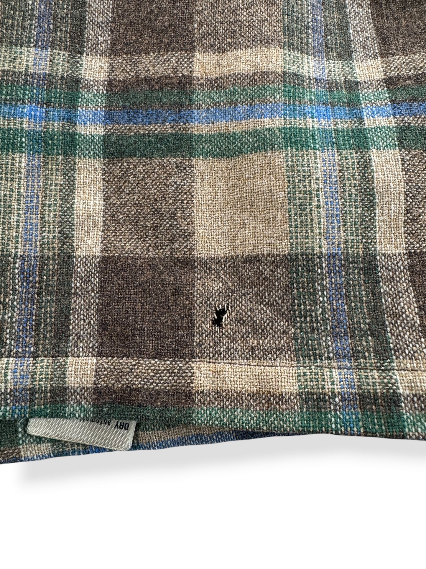 Hole on Vintage Brown & Green Pendleton Board Shirt SZ L - AS IS