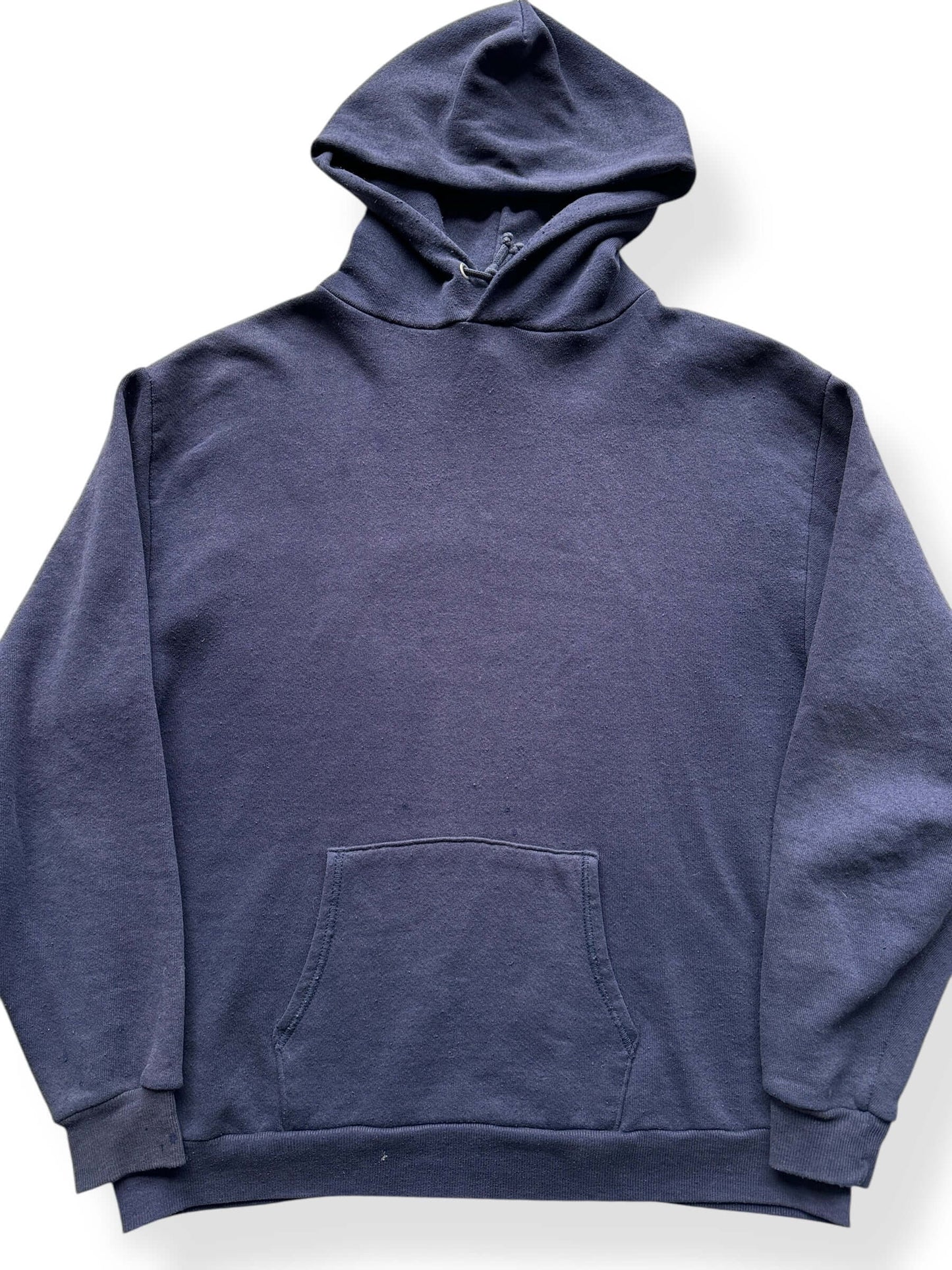 Front Close Up of Vintage Jerzees Navy Blank Hoodie SZ L