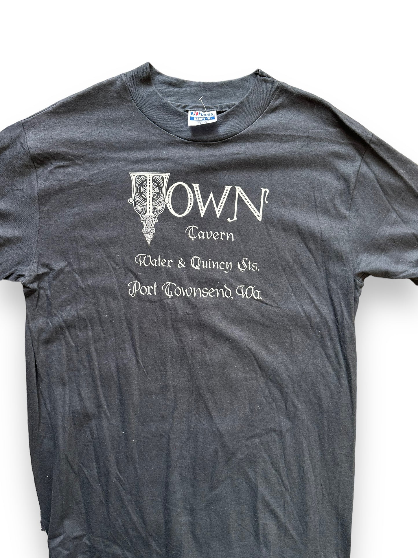 Front Detail on Vintage Port Townsend Town Tavern Tee SZ L | Vintage Port Townsend Tee | Vintage Clothing Seattle
