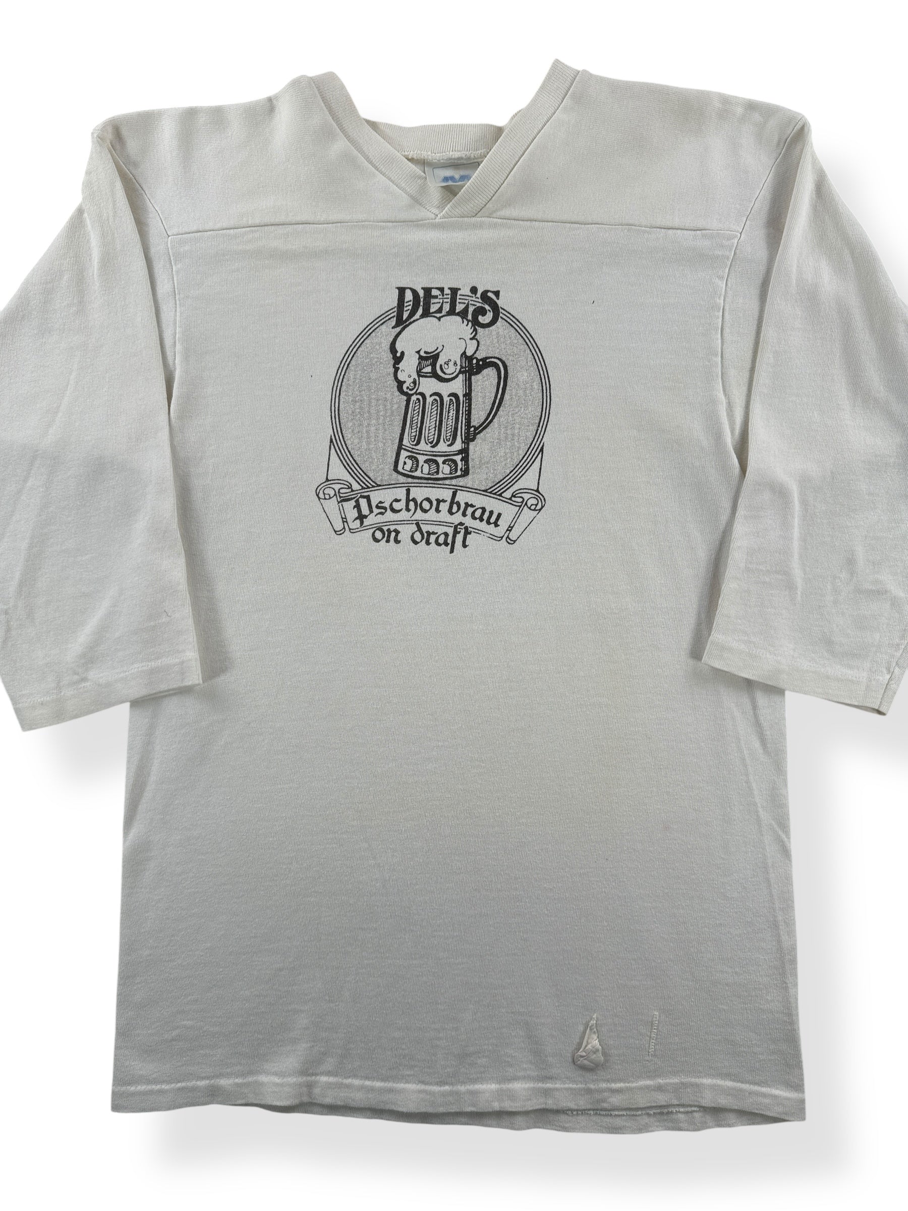 Front Close Up of Vintage Del's Bar Jersey SZ S