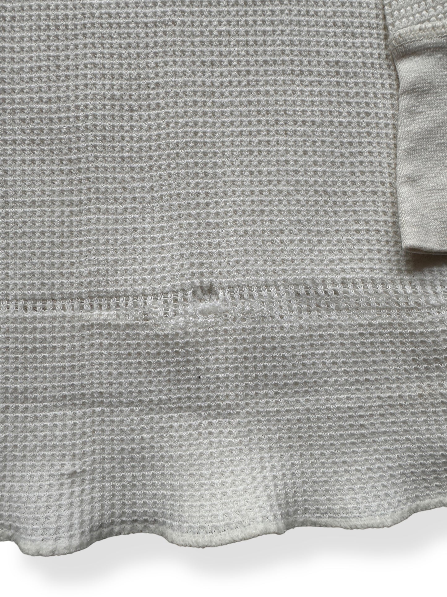 Hole on Front of Vintage Favorites Cotton/Poly Blend Waffle Shirt SZ L