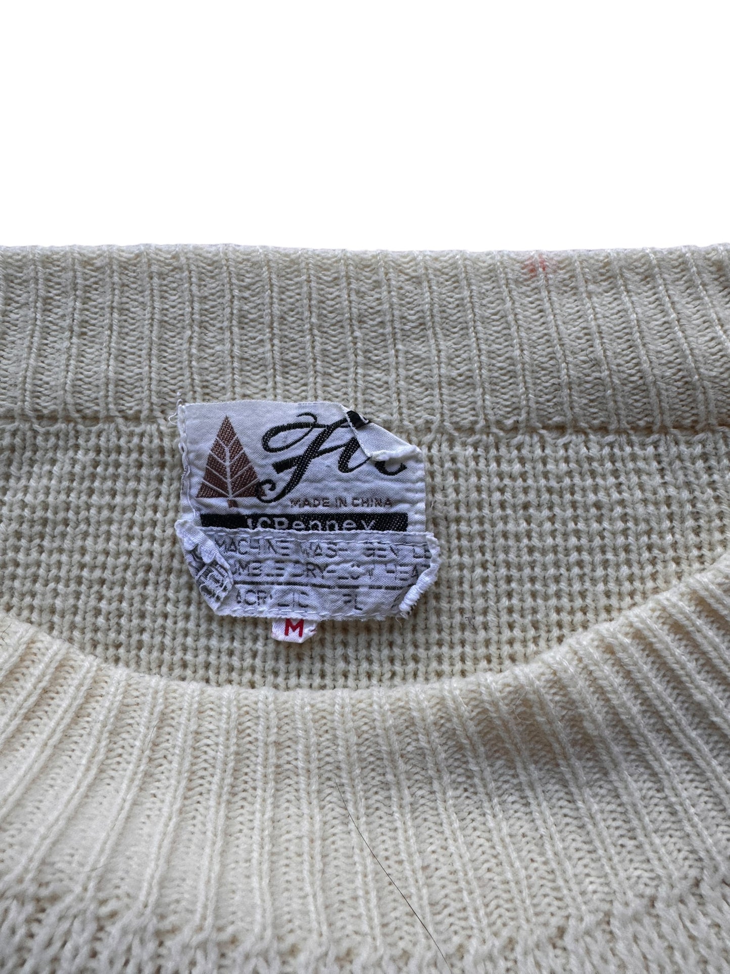 Label on Vintage Penney's Acrylic Ski Sweater SZ M