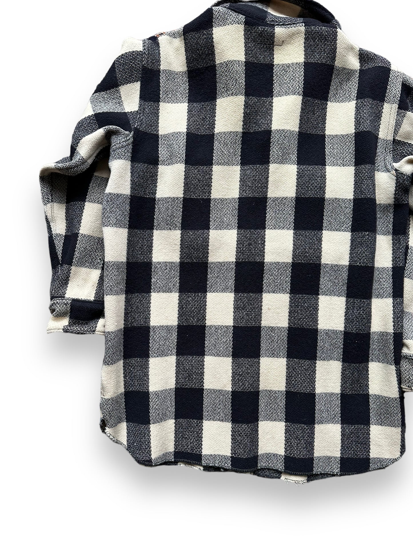 Rear Left View of Vintage 1930-40s Era Woolrich Black & White Wool Jacket SZ L | Barn Owl Vintage Goods | Vintage Workwear Seattle