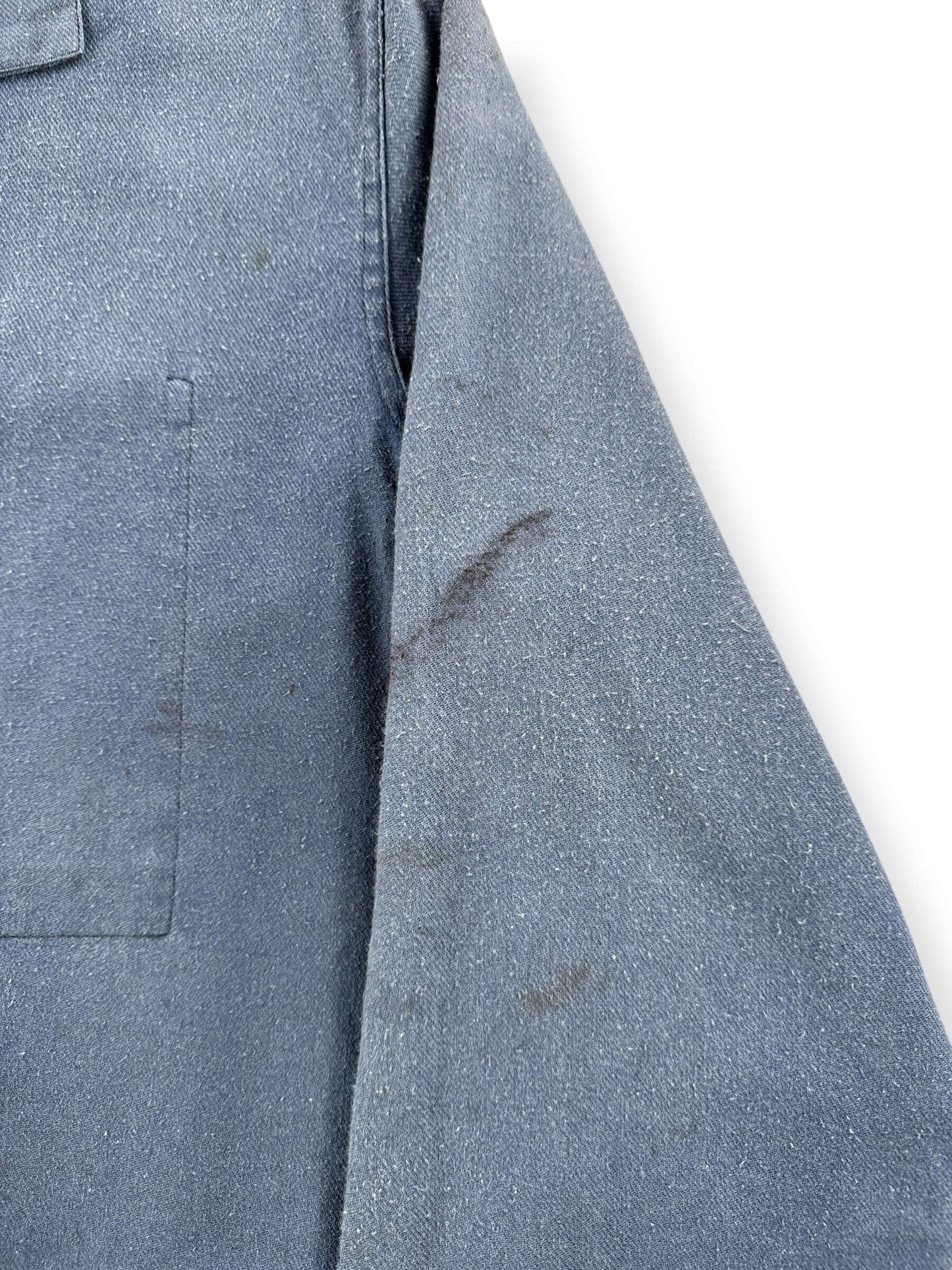 Staining on Vintage Faded French Work Blouse SZ L