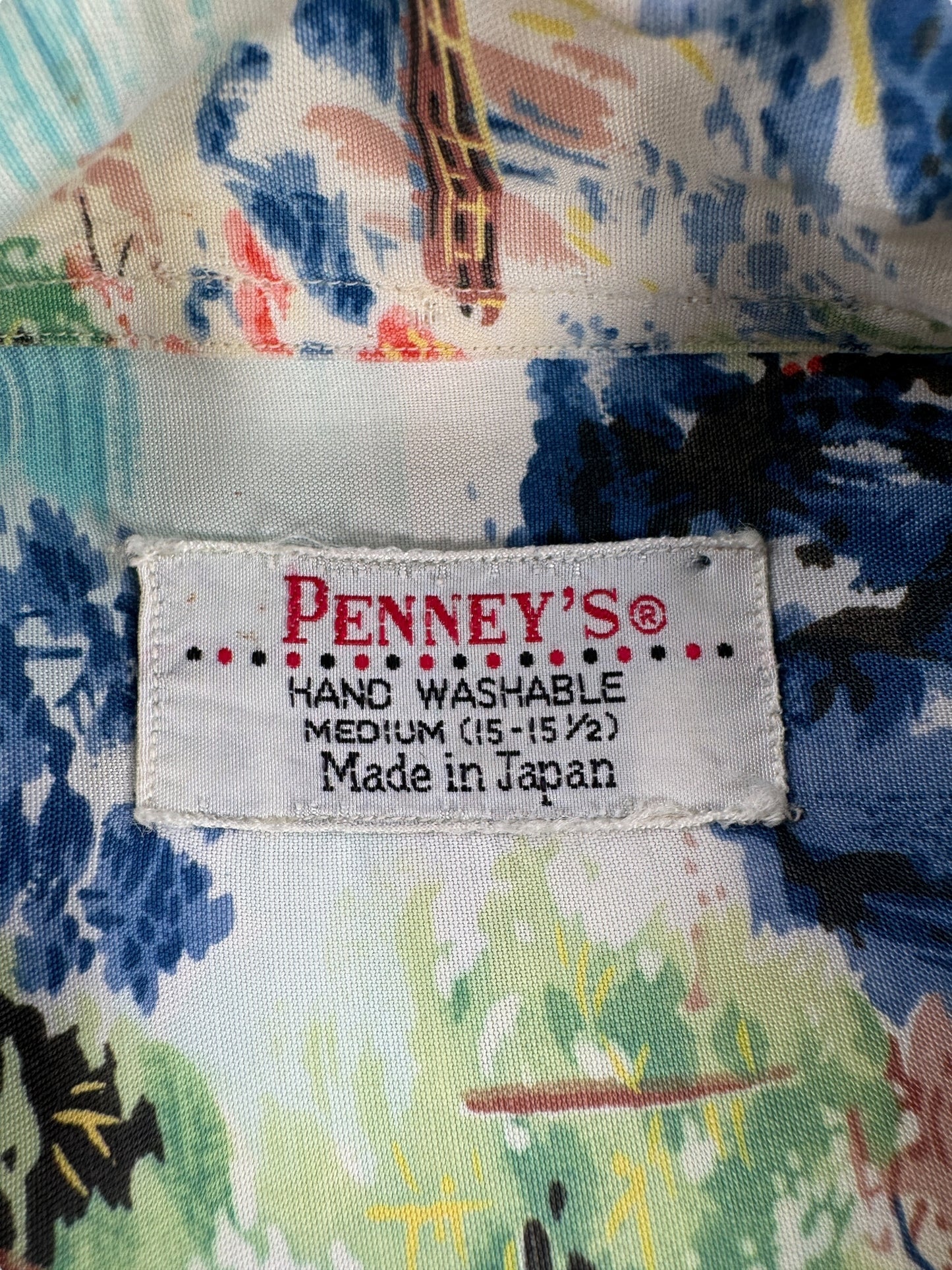 Tag on Vintage Penneys Rayon Aloha Shirt SZ M