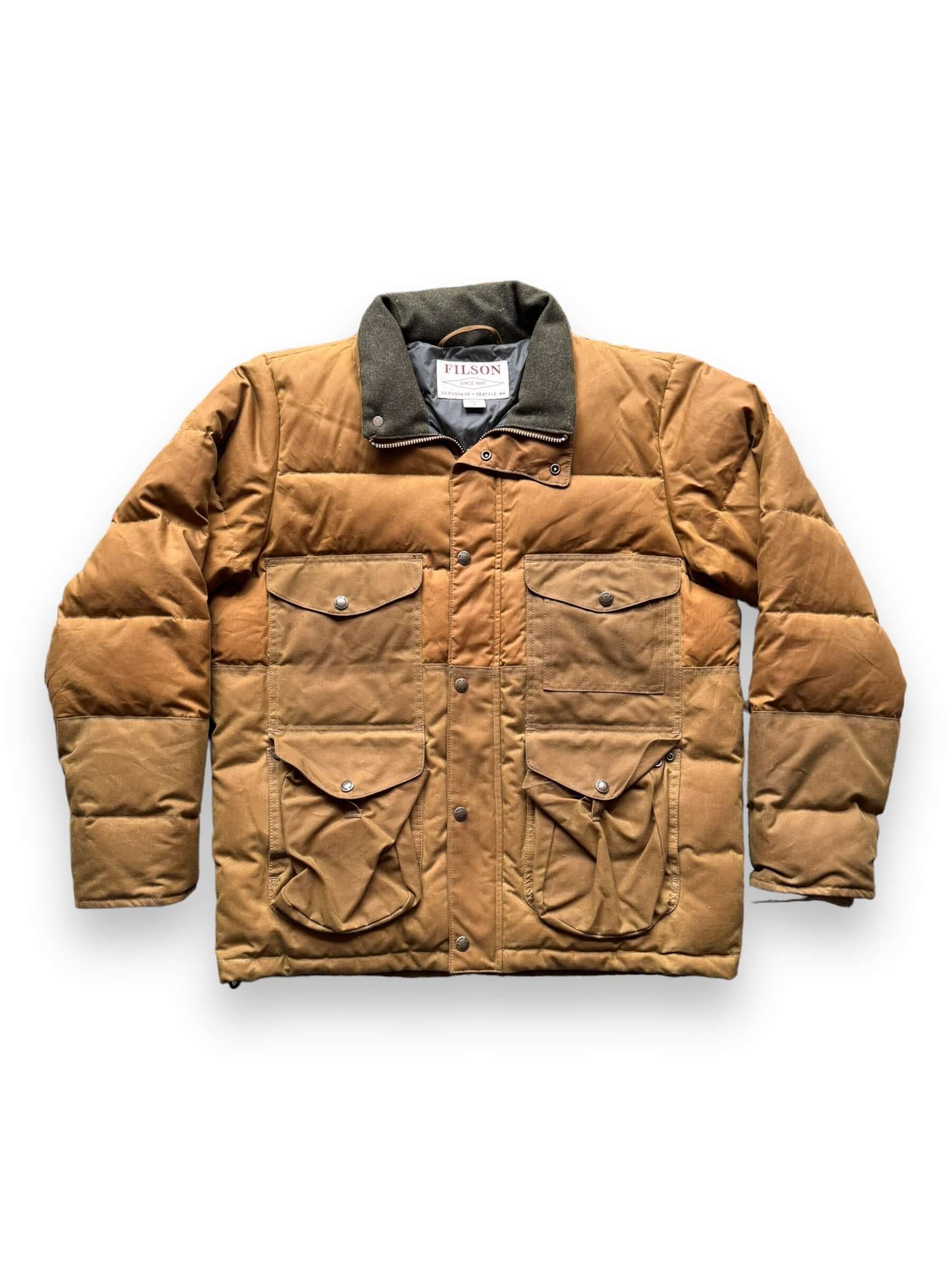 front of Filson Tin Cloth Down Filled Cruiser Jacket SZ M