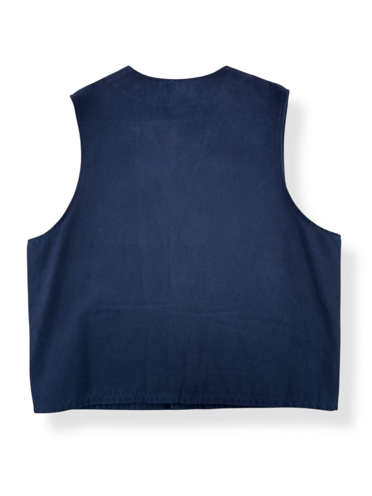 Back of Vintage Dark Blue Filson Moleskin Vest SZ 48