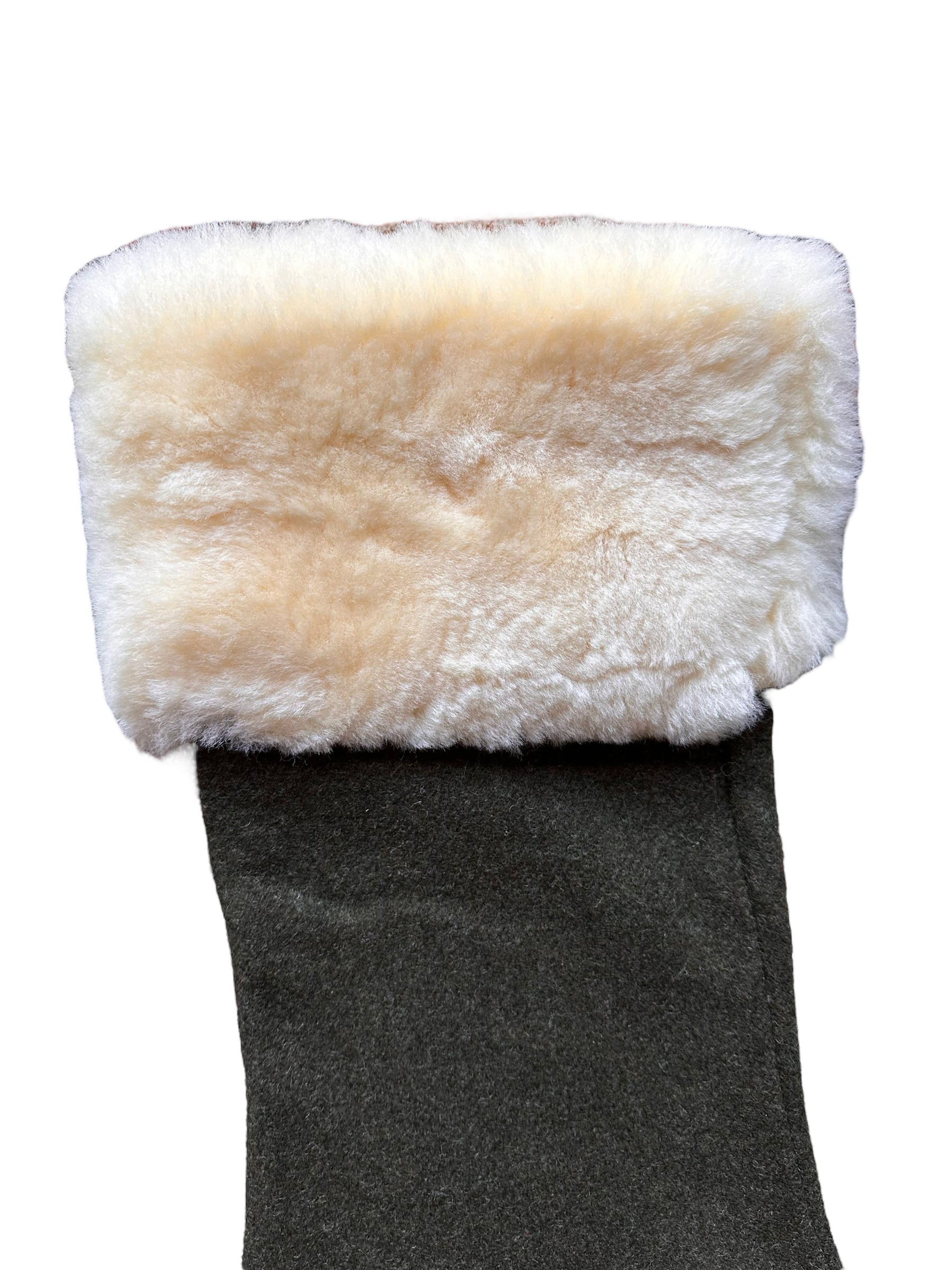 Shearling Strip on Filson Forest Green Mackinaw Wool Christmas Stocking |  Barn Owl Vintage Goods | Vintage Filson Workwear Seattle