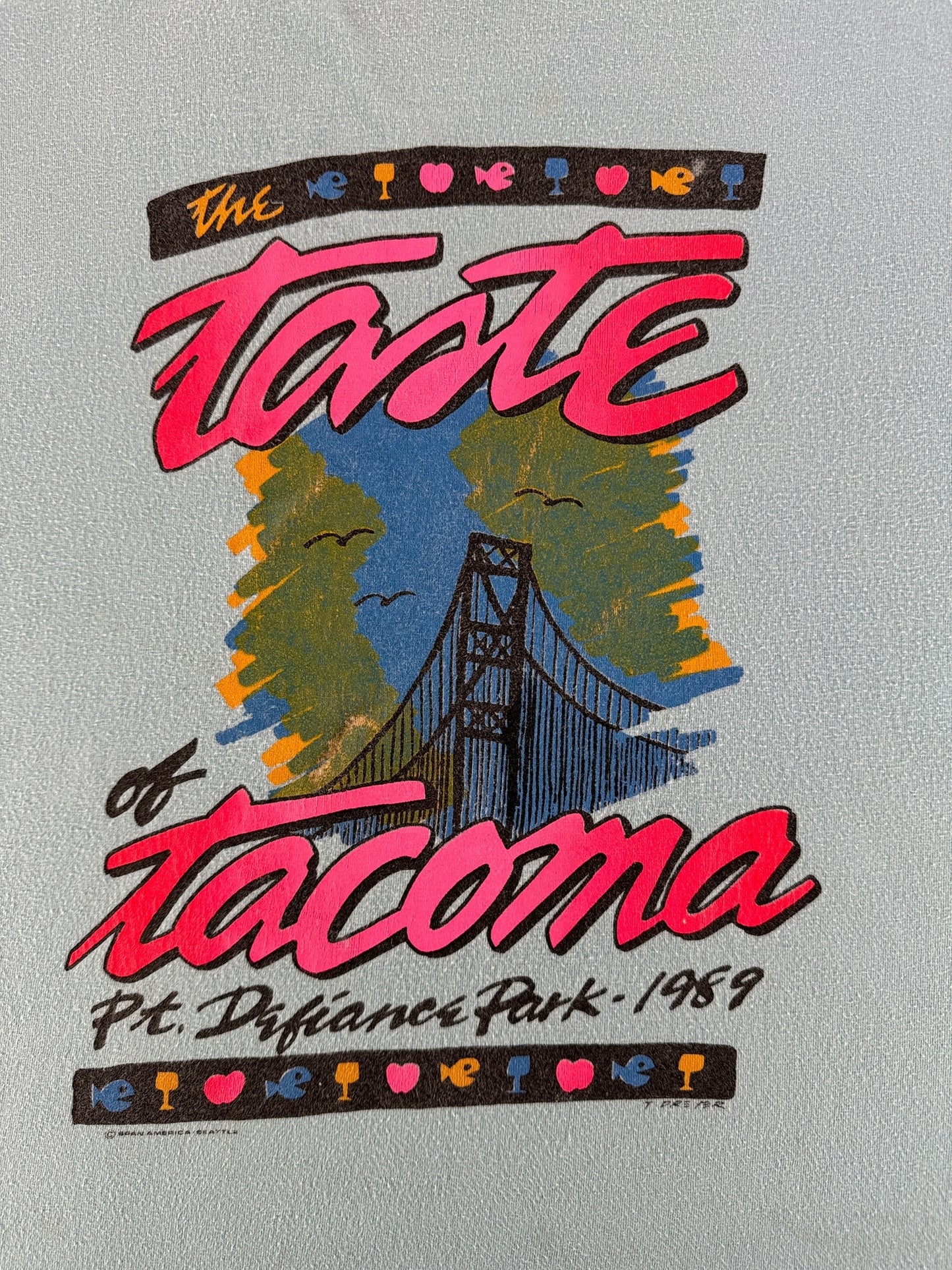 Front Graphic of Vintage Taste of Tacoma Tee SZ XL
