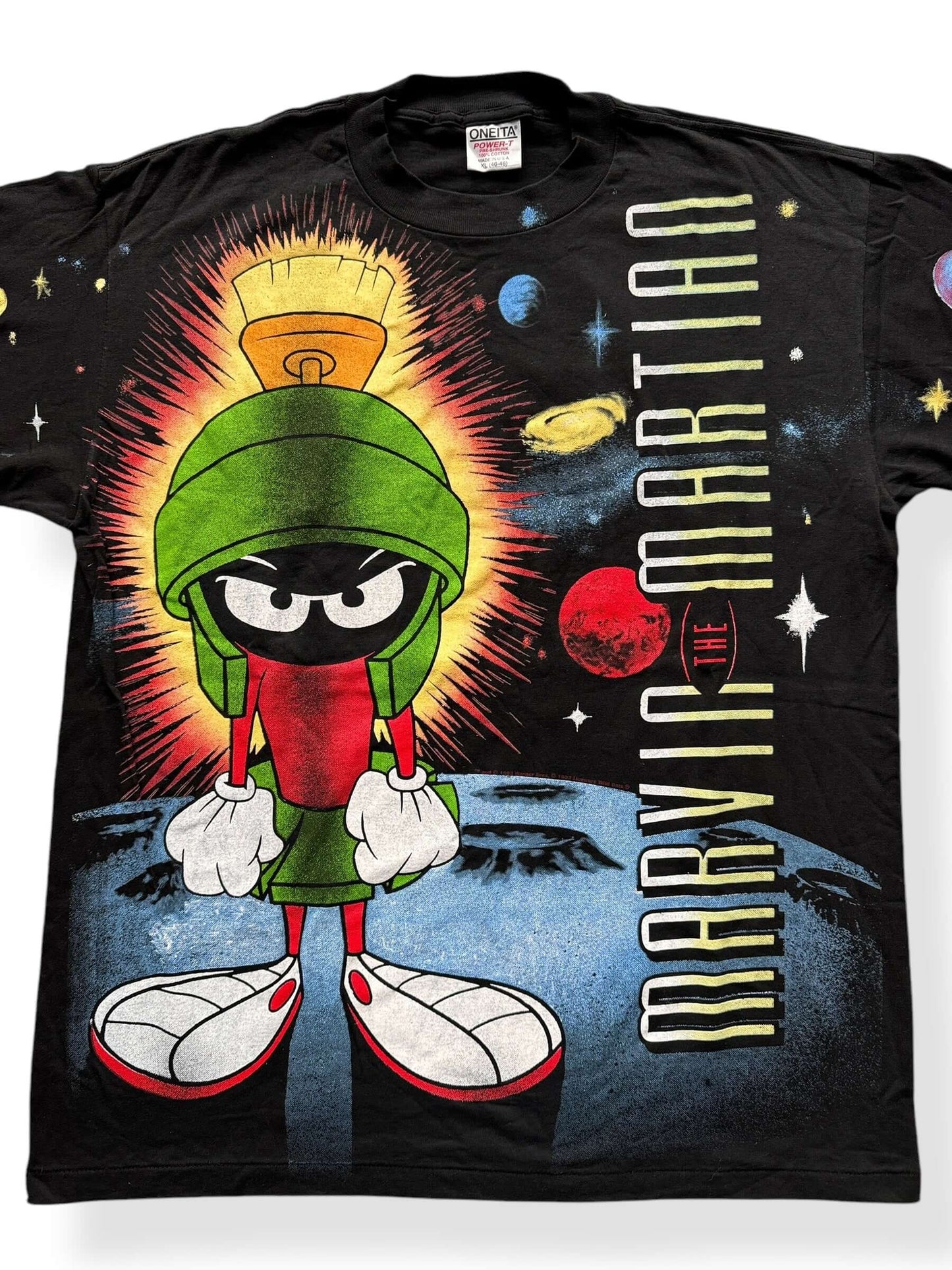 Front Close Up of Vintage Marvin the Martian All Over Print SZ XL