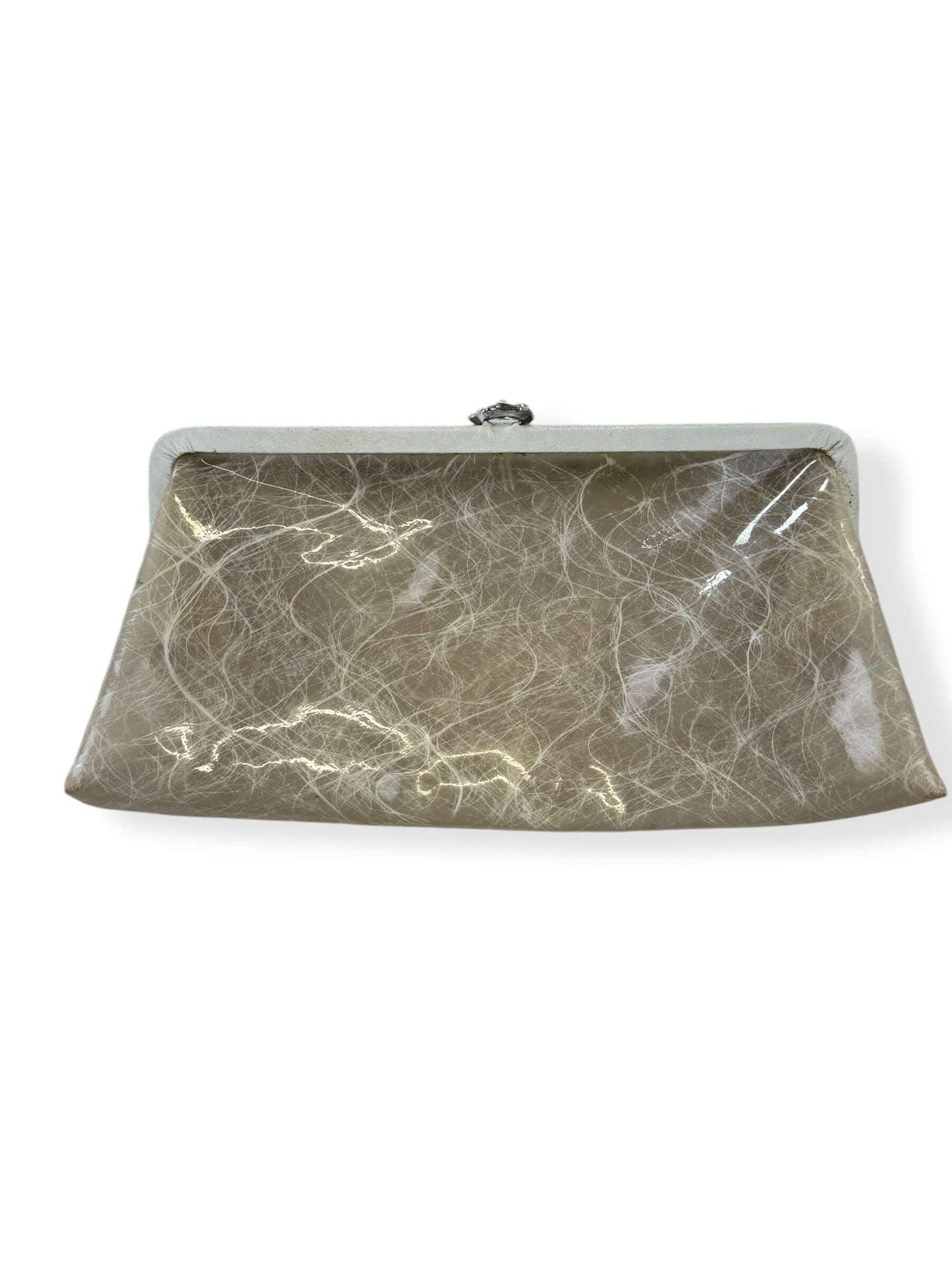 Side 2 of 1960s Vinyl Swirl Clutch w/ Lucite Shell Closure