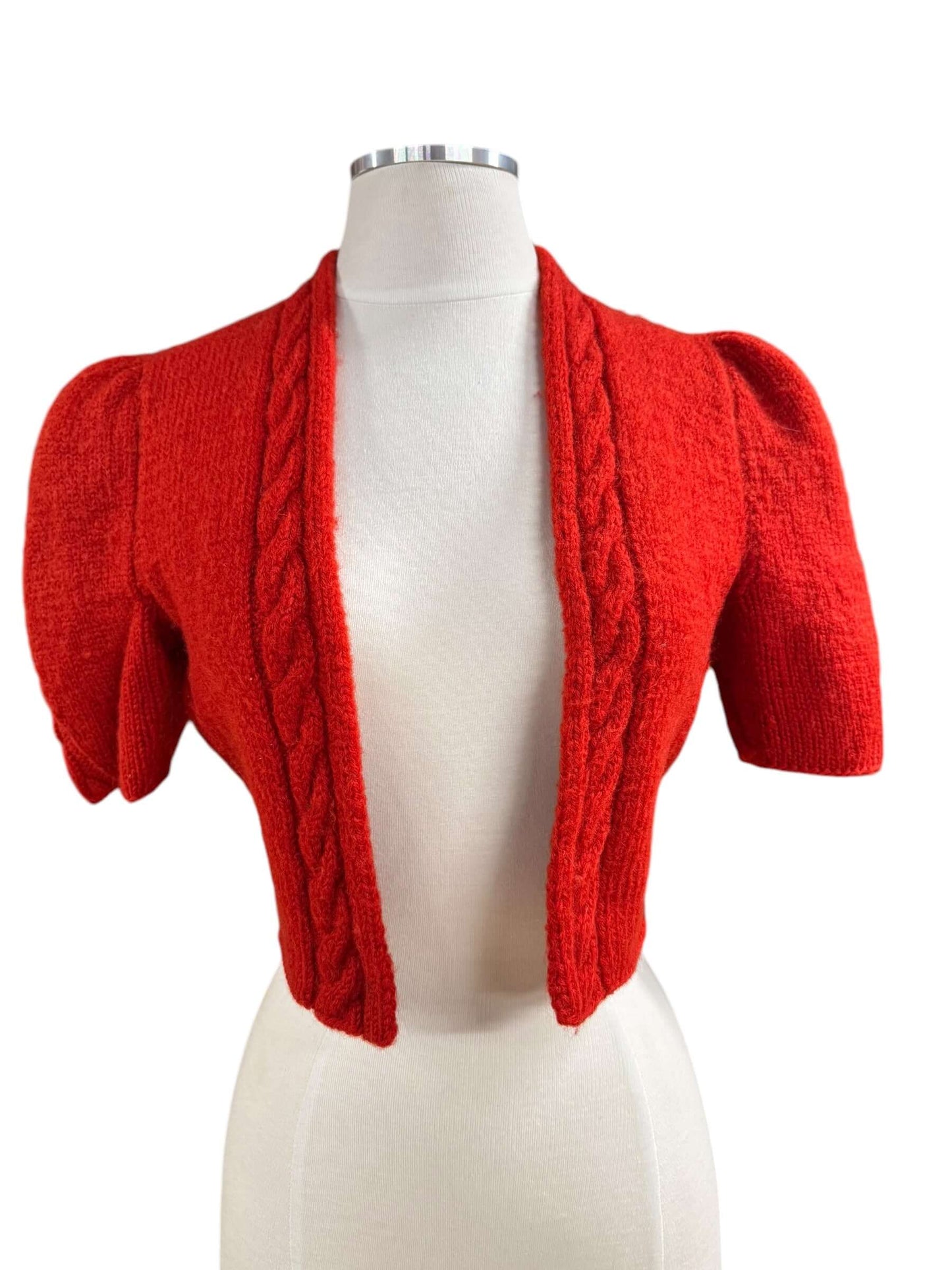 Front view of Vintage Handmade Short Sleeve Cardigan S