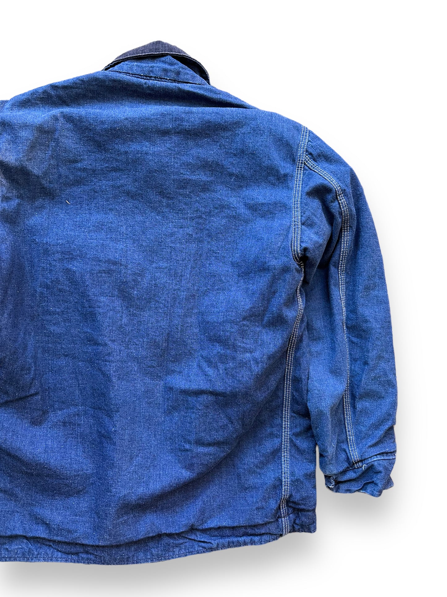 Rear Right View of Vintage Sears Blanket Lined Denim Chore Coat SZ L | Vintage Denim Chore Coat | Barn Owl Vintage Seattle