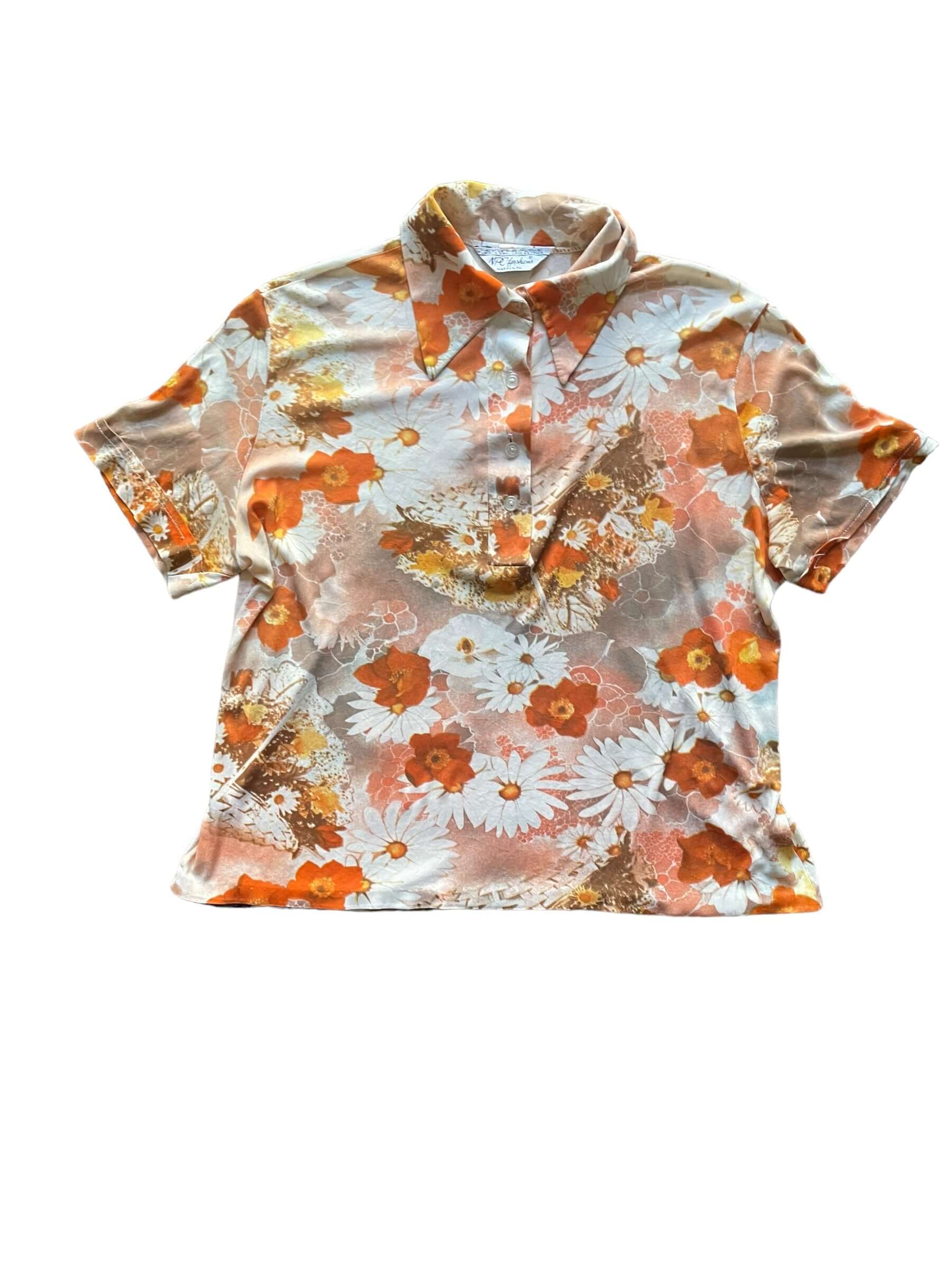 Front 1970s NPC Orange Floral Top L