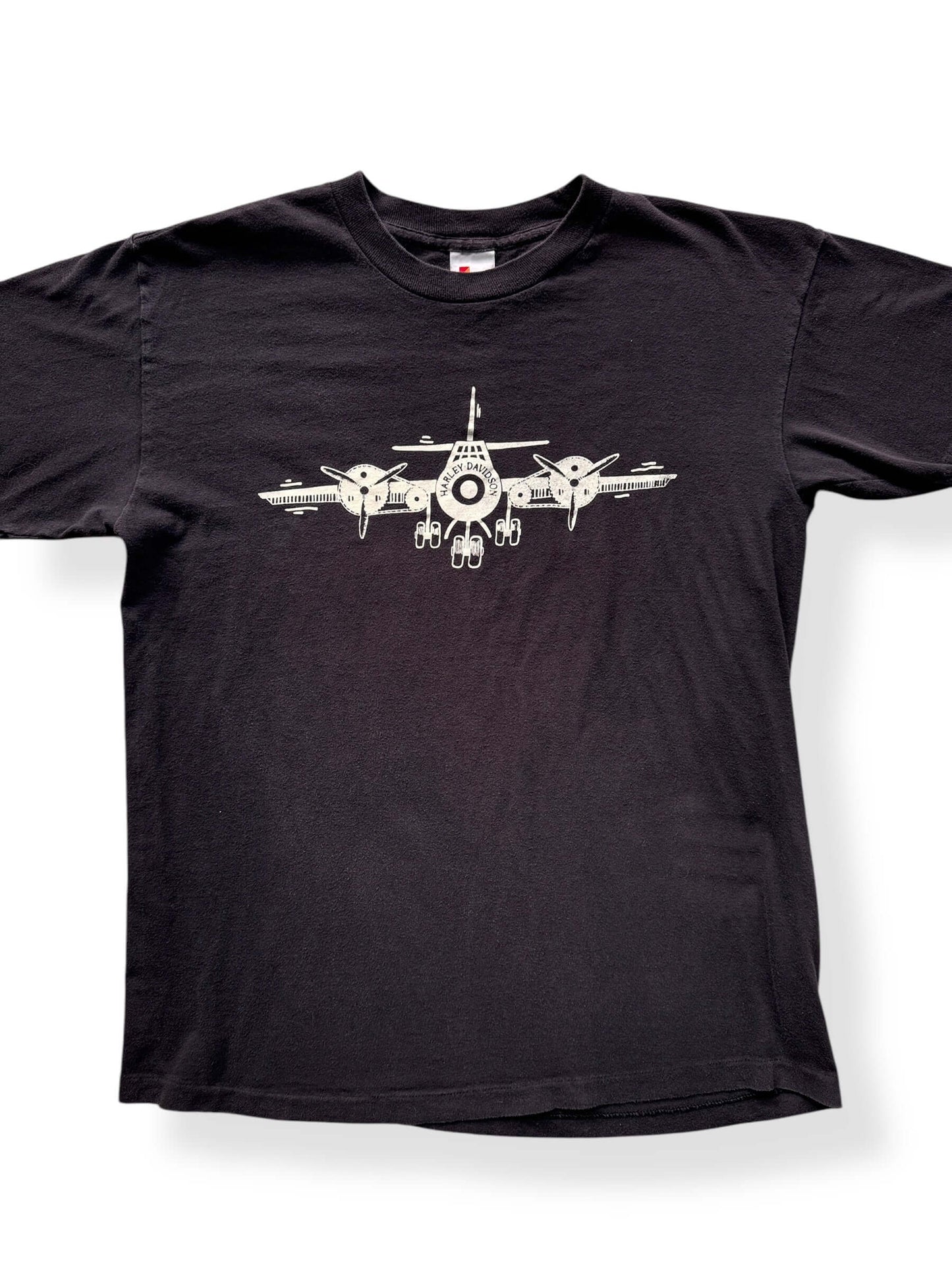 Front Close Up of Vintage Boeing Harley Airplane Tee SZ L