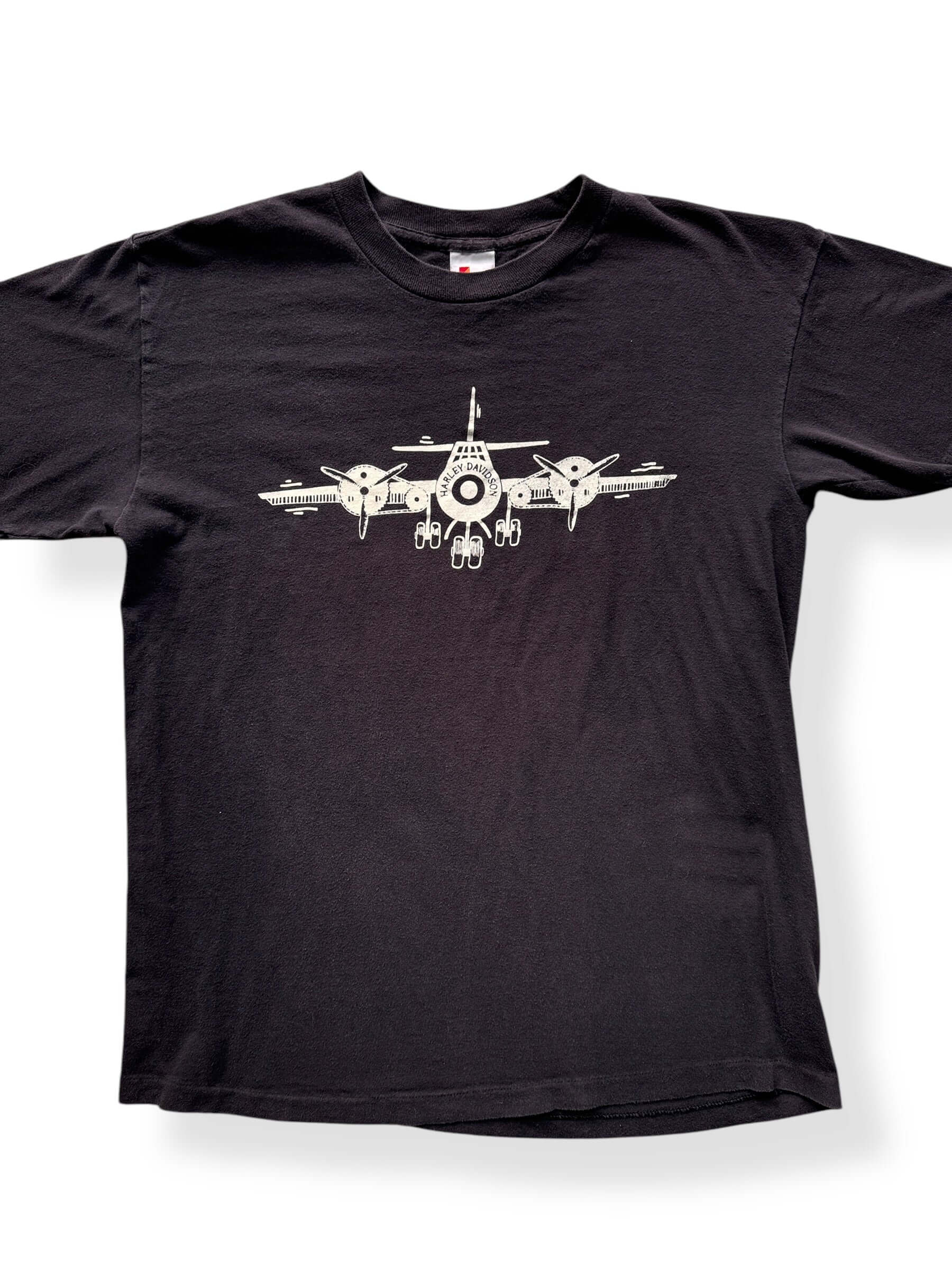 Front Close Up of Vintage Boeing Harley Airplane Tee SZ L