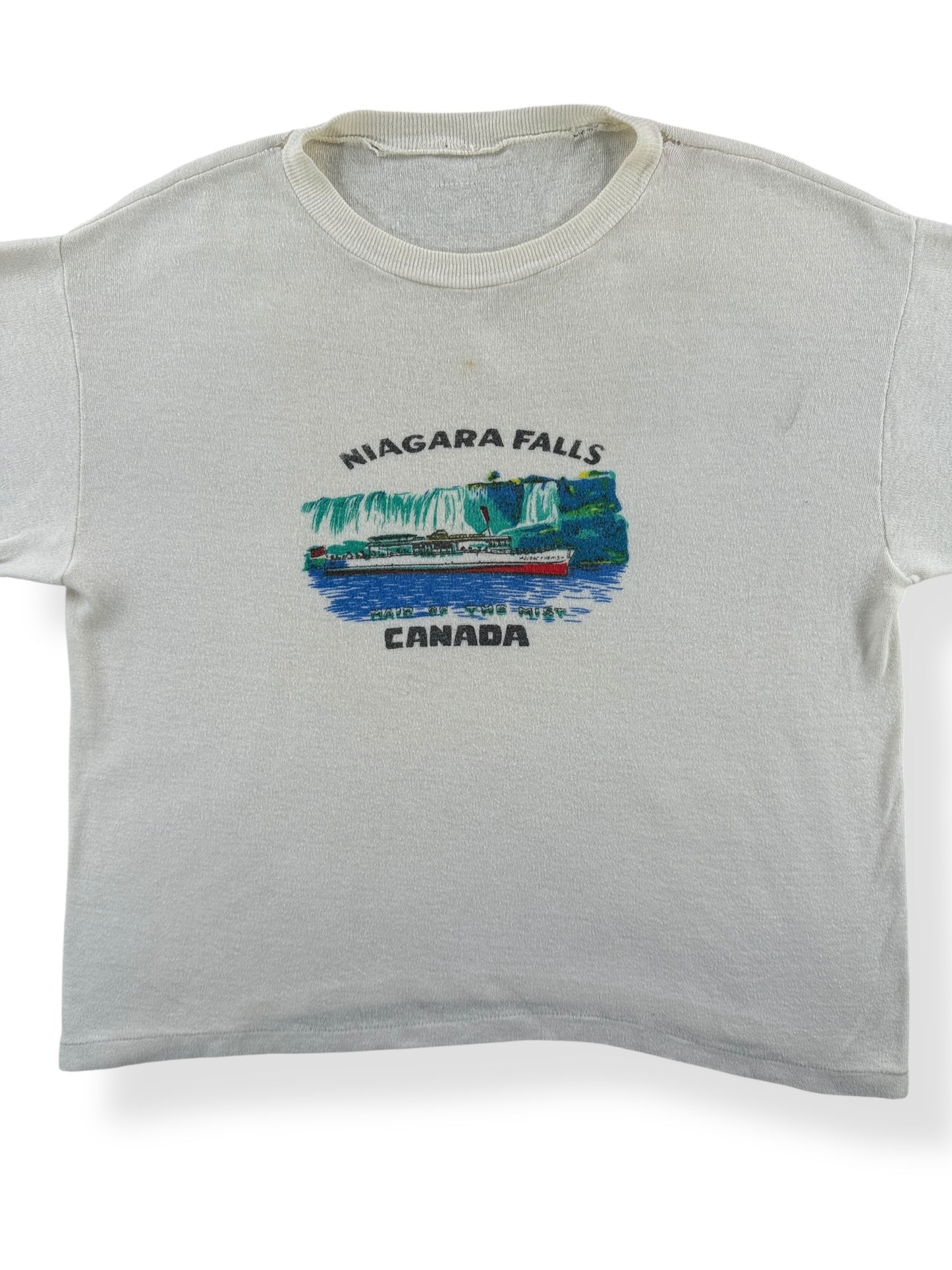 Front Close Up of Vintage Niagara Falls Waterprint Tourist Tee SZ M