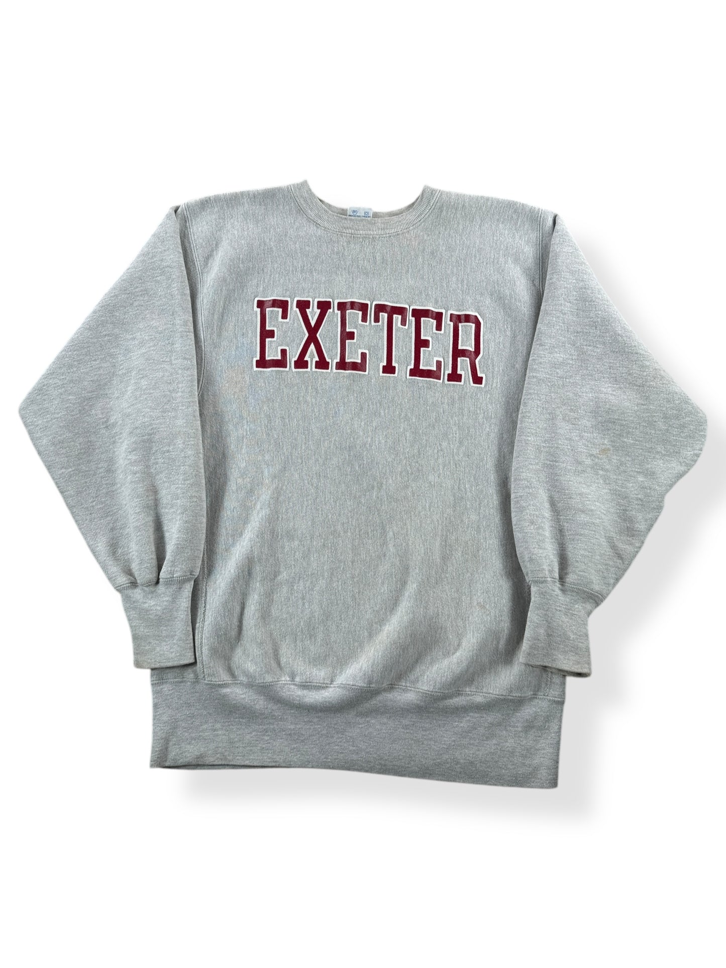 Front of Vintage Exeter Champion Reverse Weave Crewneck SZ XL