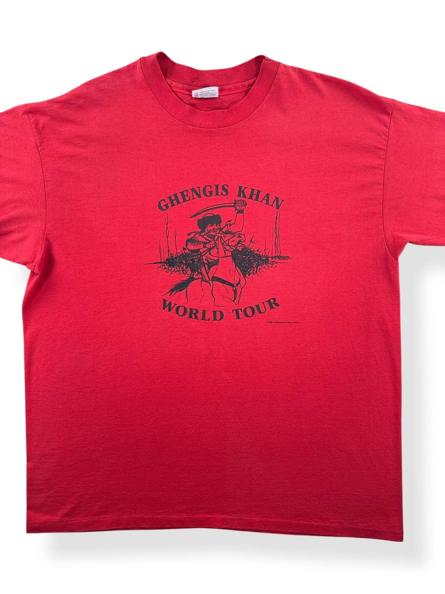 Front Close Up of Vintage Ghengis Khan World Tour Tee SZ XXL
