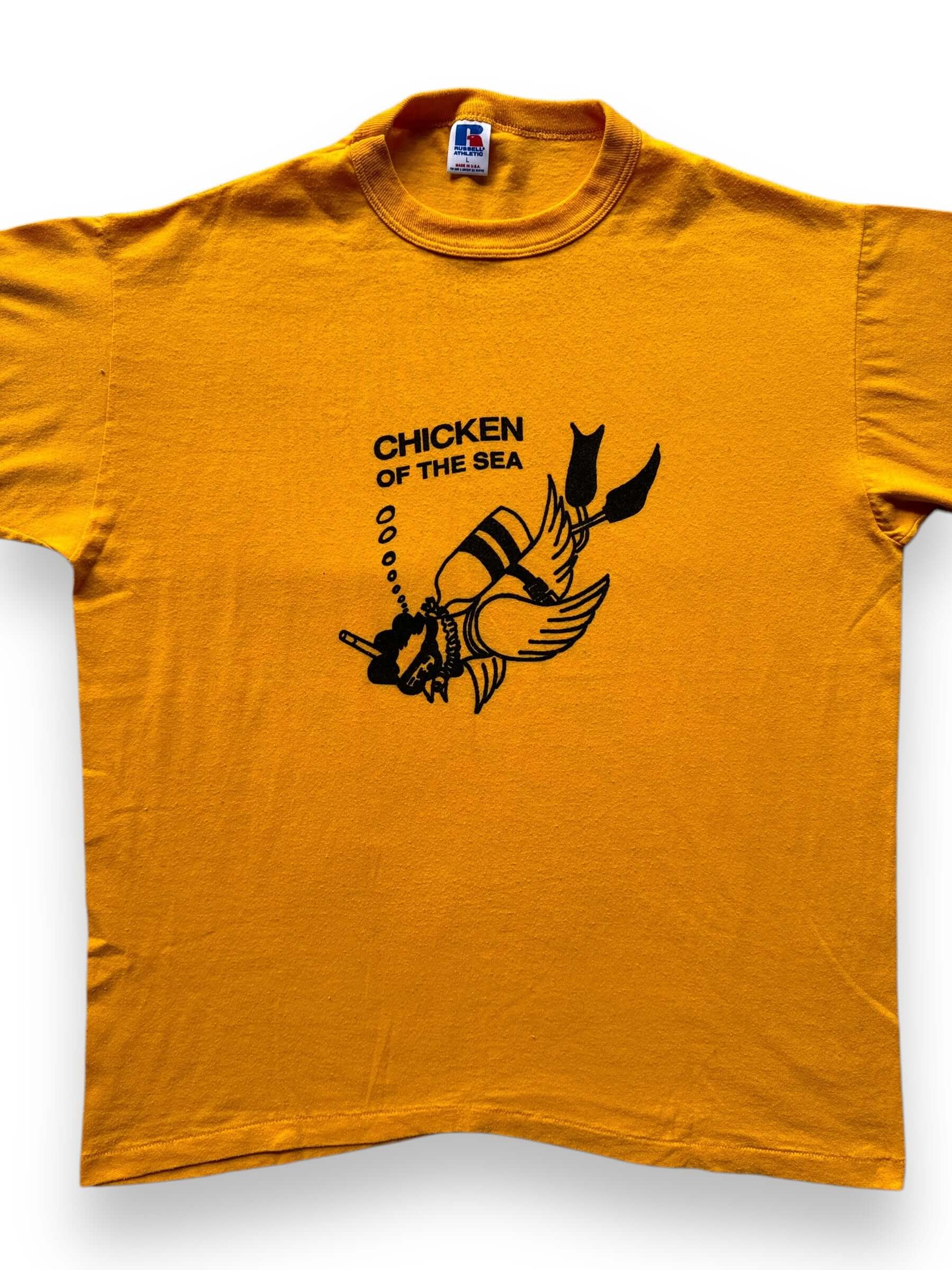 front close up of Vintage Chicken of the Sea Tee SZ L