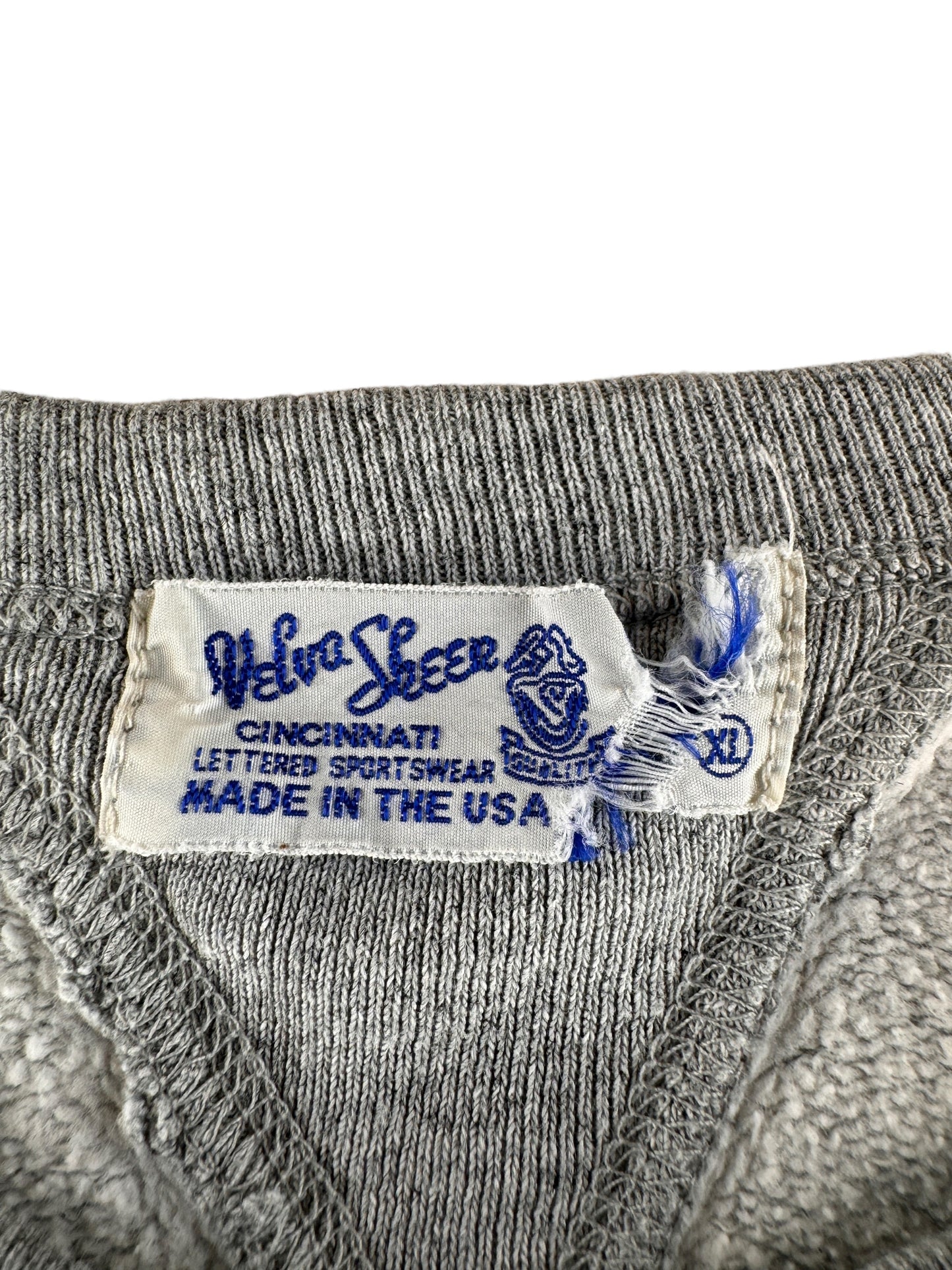 Tag on Modern Repro Velva Sheen Heather Grey Double V Sweatshirt SZ XL