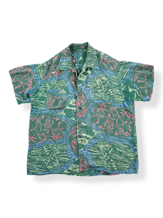 Front of Vintage Gaugin Print Aloha Shirt SZ L