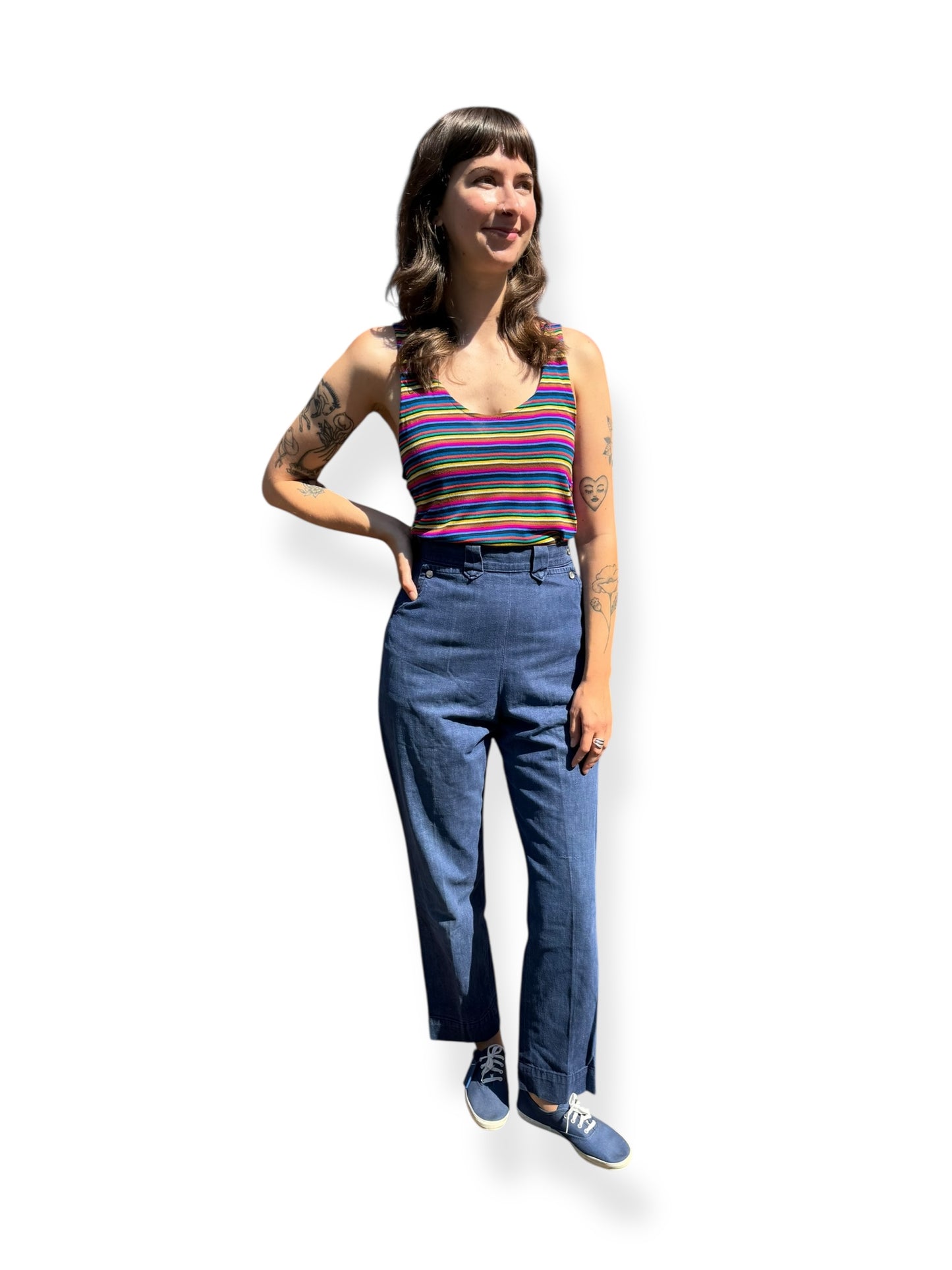 Front on body view of Vintage Lee Frontier Lady Side Zip Jeans W25