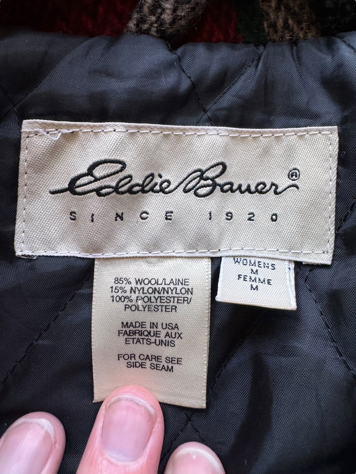 Label on Vintage Women's Eddie Bauer Wool Blend Jacket SZ M