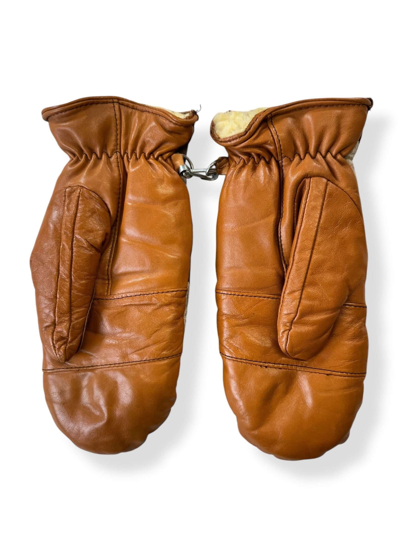 Palm view wof 1970s Suede Chevron Shearling Mittens