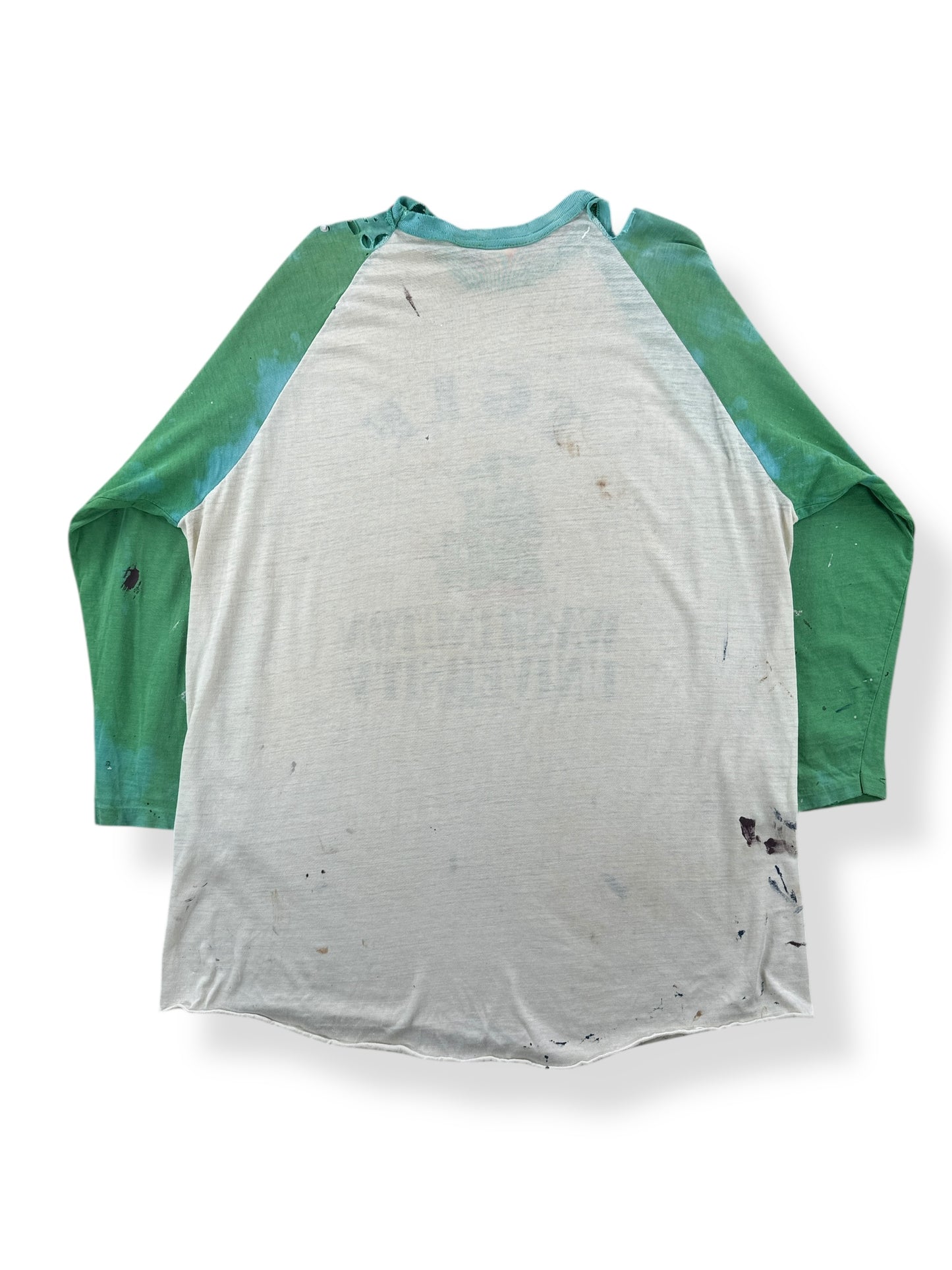 Back of Vintage Washington University Beetle Bailey Thrashed Raglan Tee SZ L