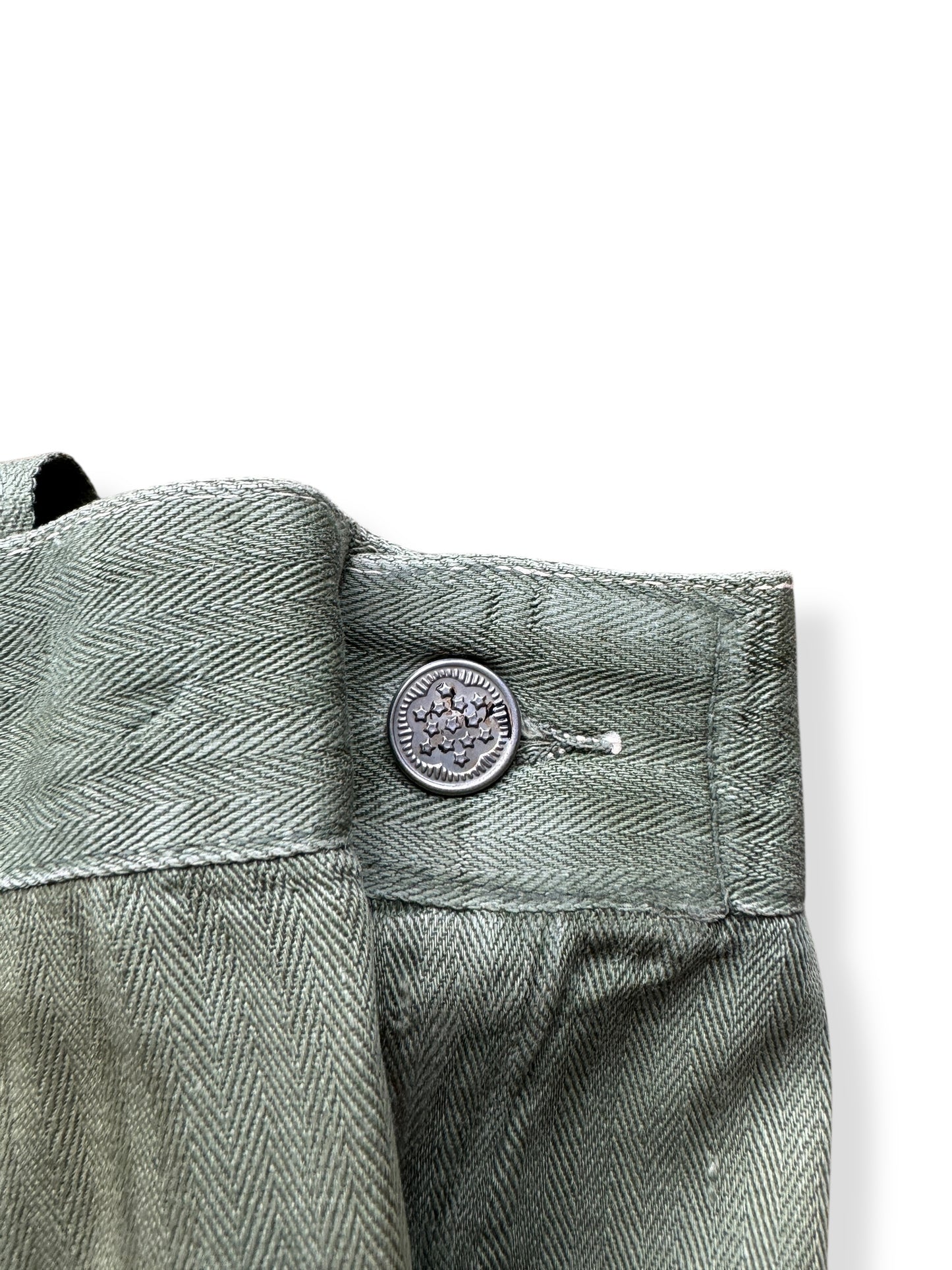 13 Star on Vintage Starchy WWII HBT Trousers W33