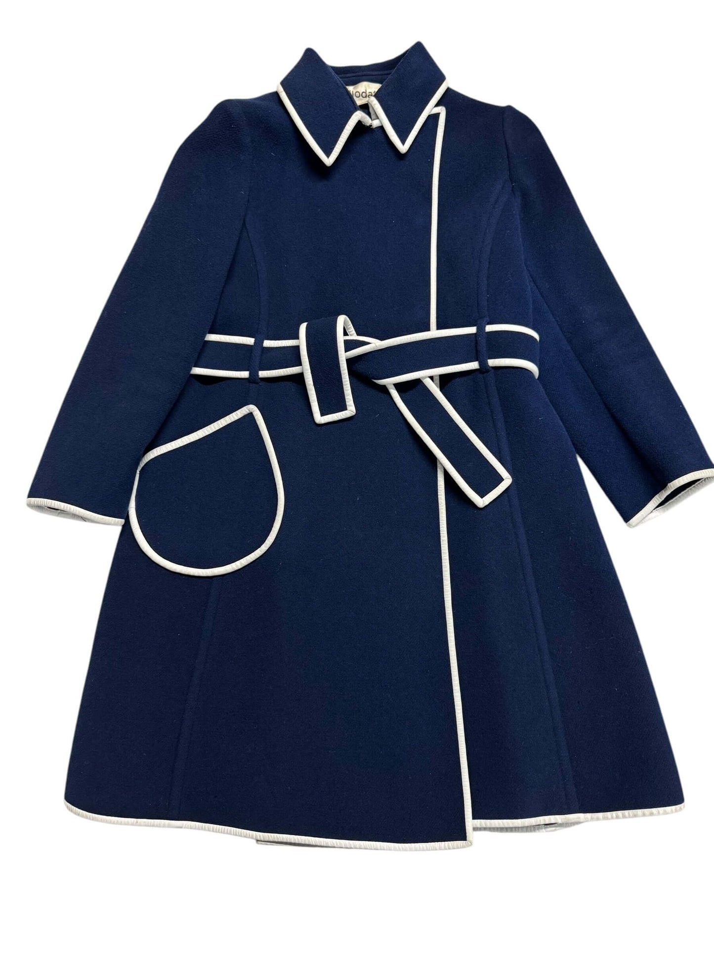 Front view of 1960s Dia Diodato Wool Navy Blue Coat M