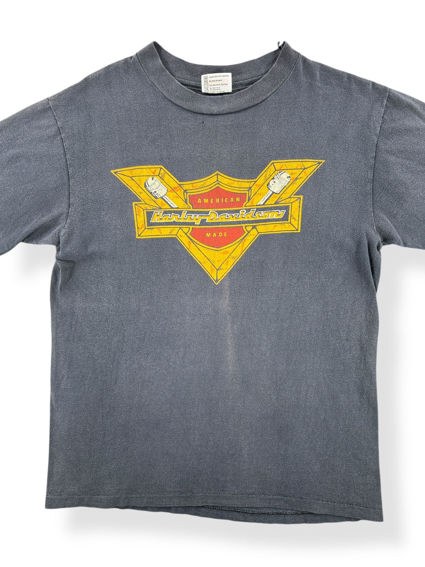 Front Close Up of Vintage 1982 Harley Davidson Seattle Grand Opening Tee SZ M