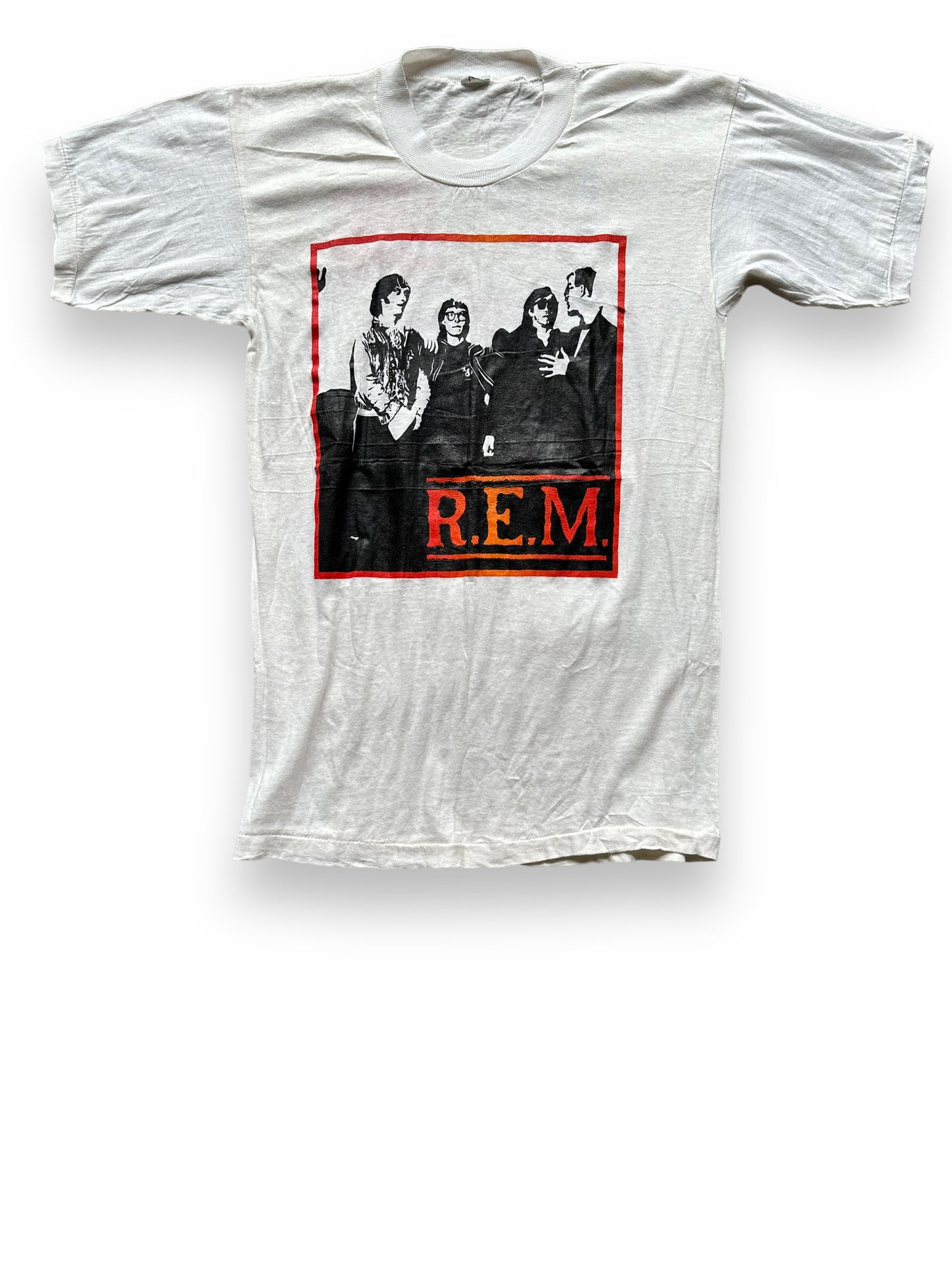 Front View of Vintage REM Reckoning Bootleg Tee SZ XL | Barn Owl Vintage Clothing | Vintage Athens Georgia Rock Tees Seattle