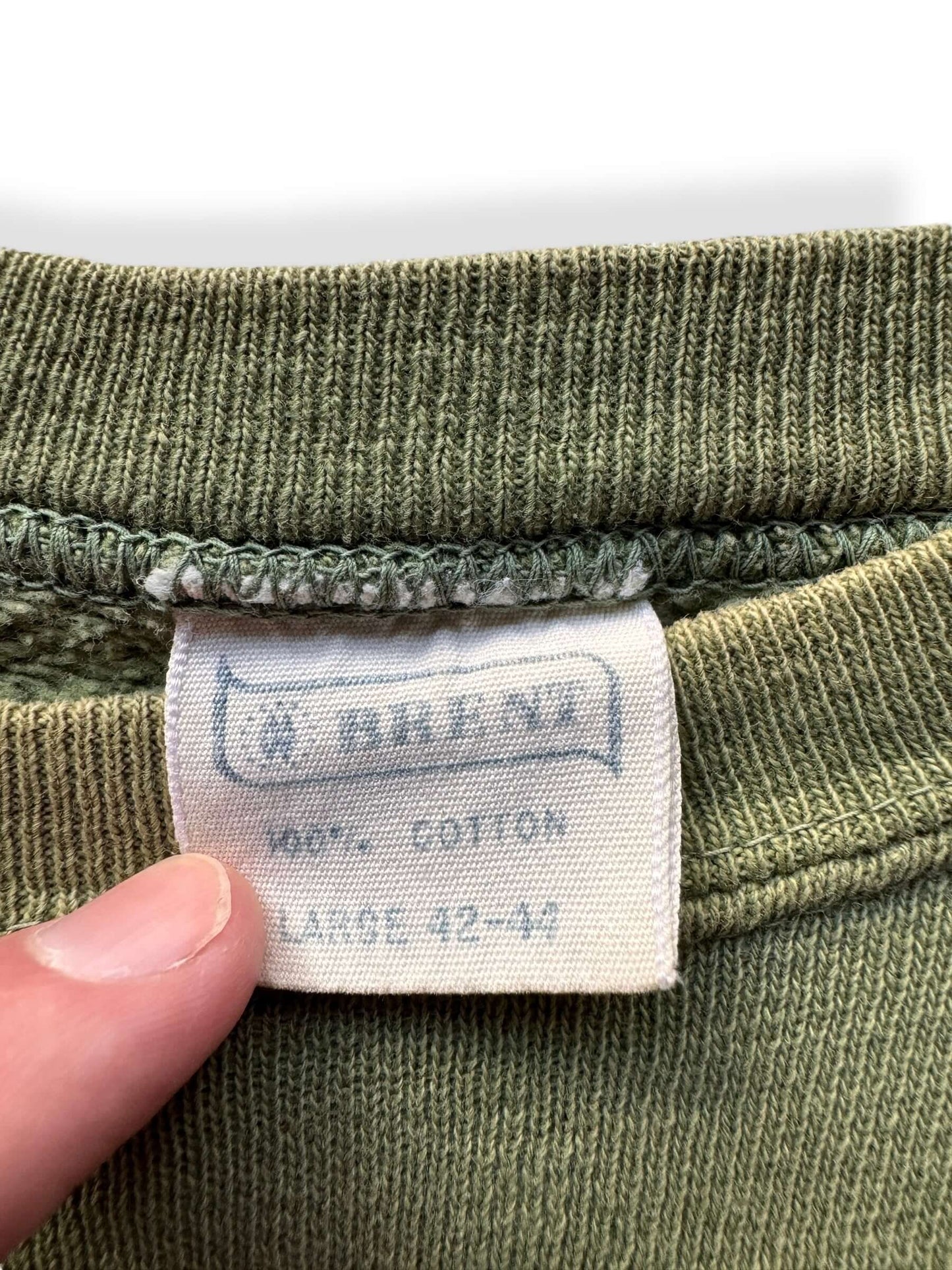 Tag on Vintage Brent Olive Green Short Sleeve Crewneck SZ L