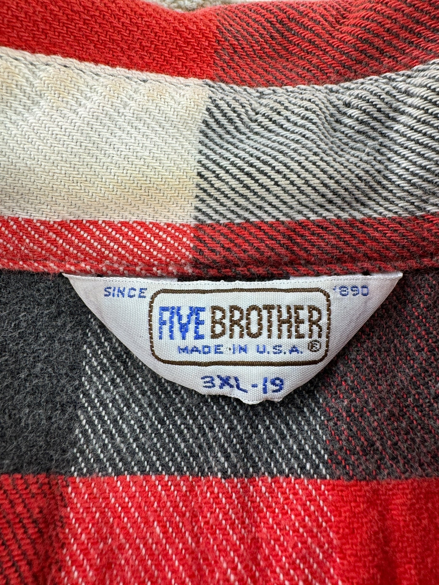 Label on Vintage 5 Brothers Work Shirt SZ XXXL