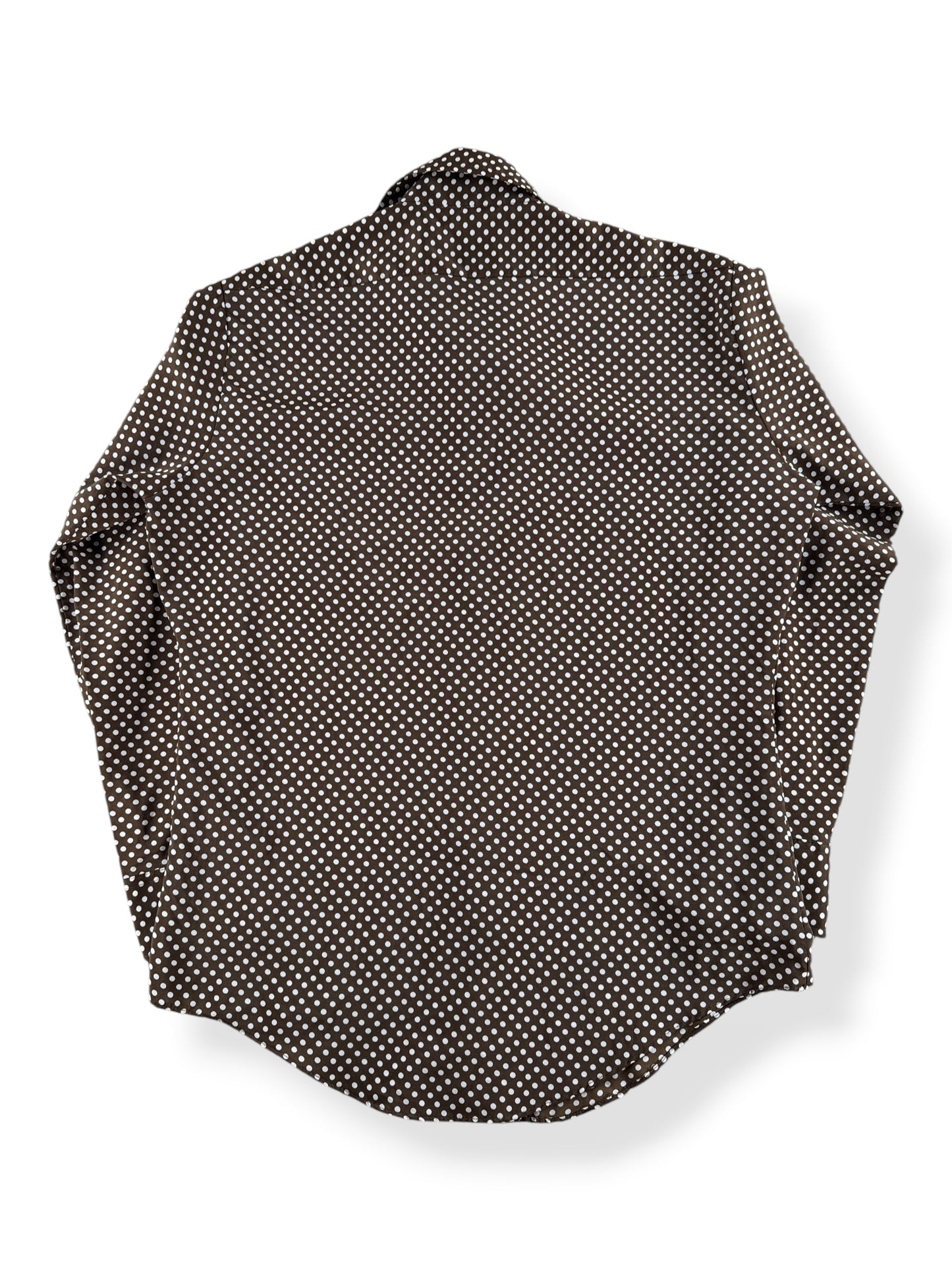 Back of Vintage Kings Road Polka Dot Polyester Shirt SZ L