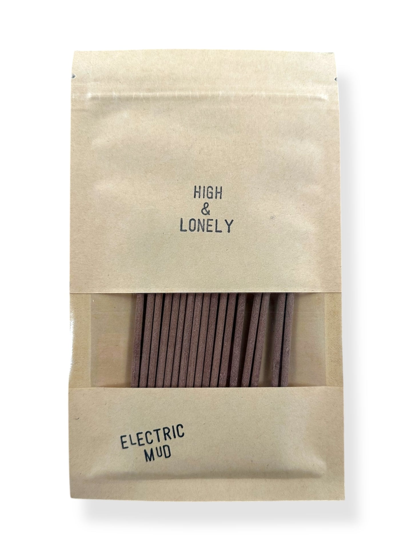 Front View of Electric Mud Incense from High & Lonely, available at Seattle's Best Vintage Clothing Store--Barn Owl Vintage Goods