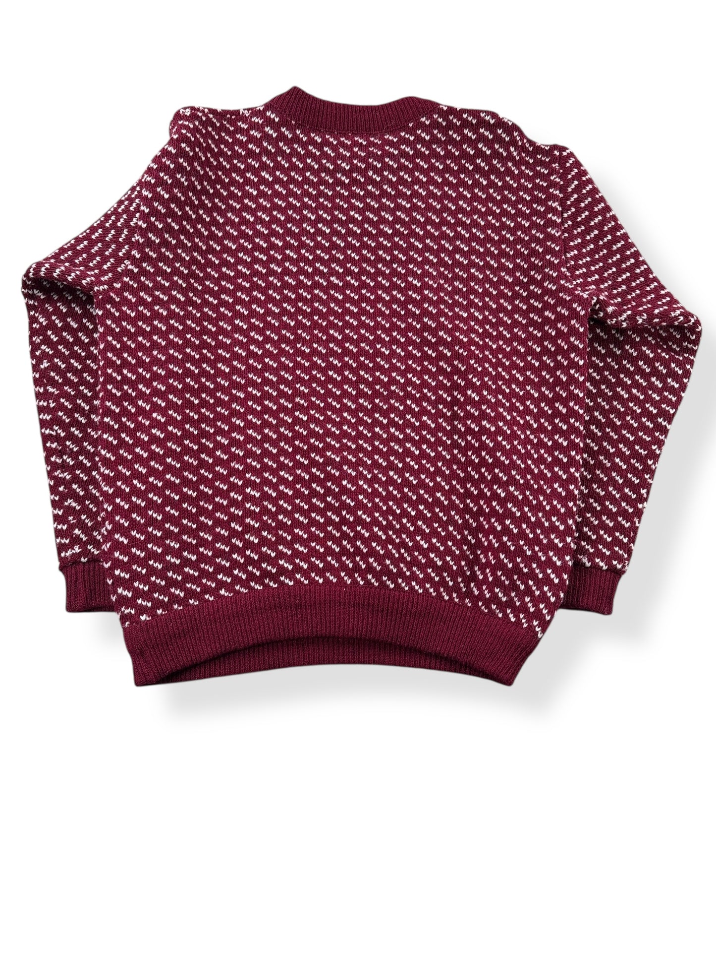 Rear View of Vintage Men's L.L. Bean Burgundy Birdseye Sweater SZ L
