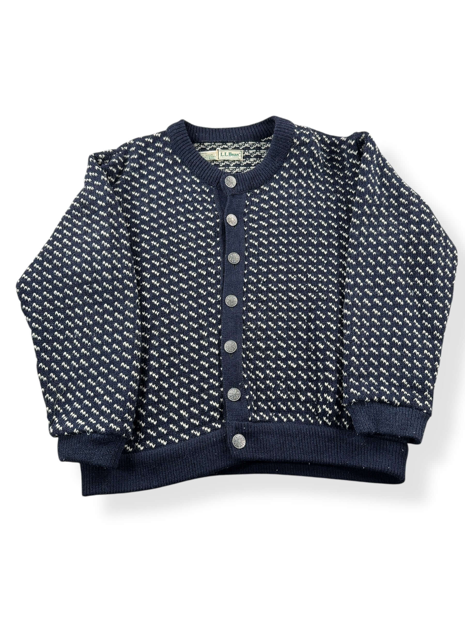 Vintage LL Bean Cardigan Sweater Chunky Wool Knit Womens M Aztec Ski Nordic  80s, image size:1800x2400