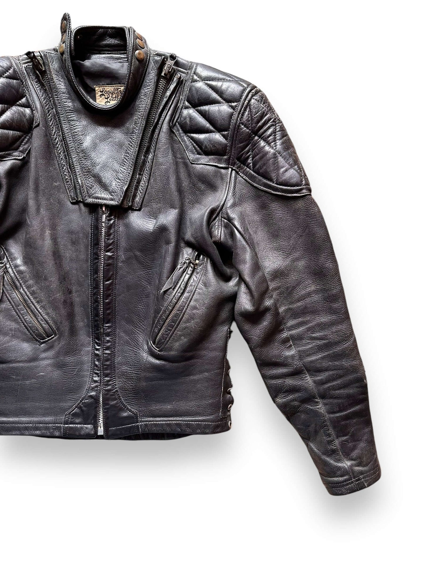front left of 50's/60's Era Langlitz Leather Jacket | Barn Owl Vintage Goods | Vintage Leather Jackets Seattle