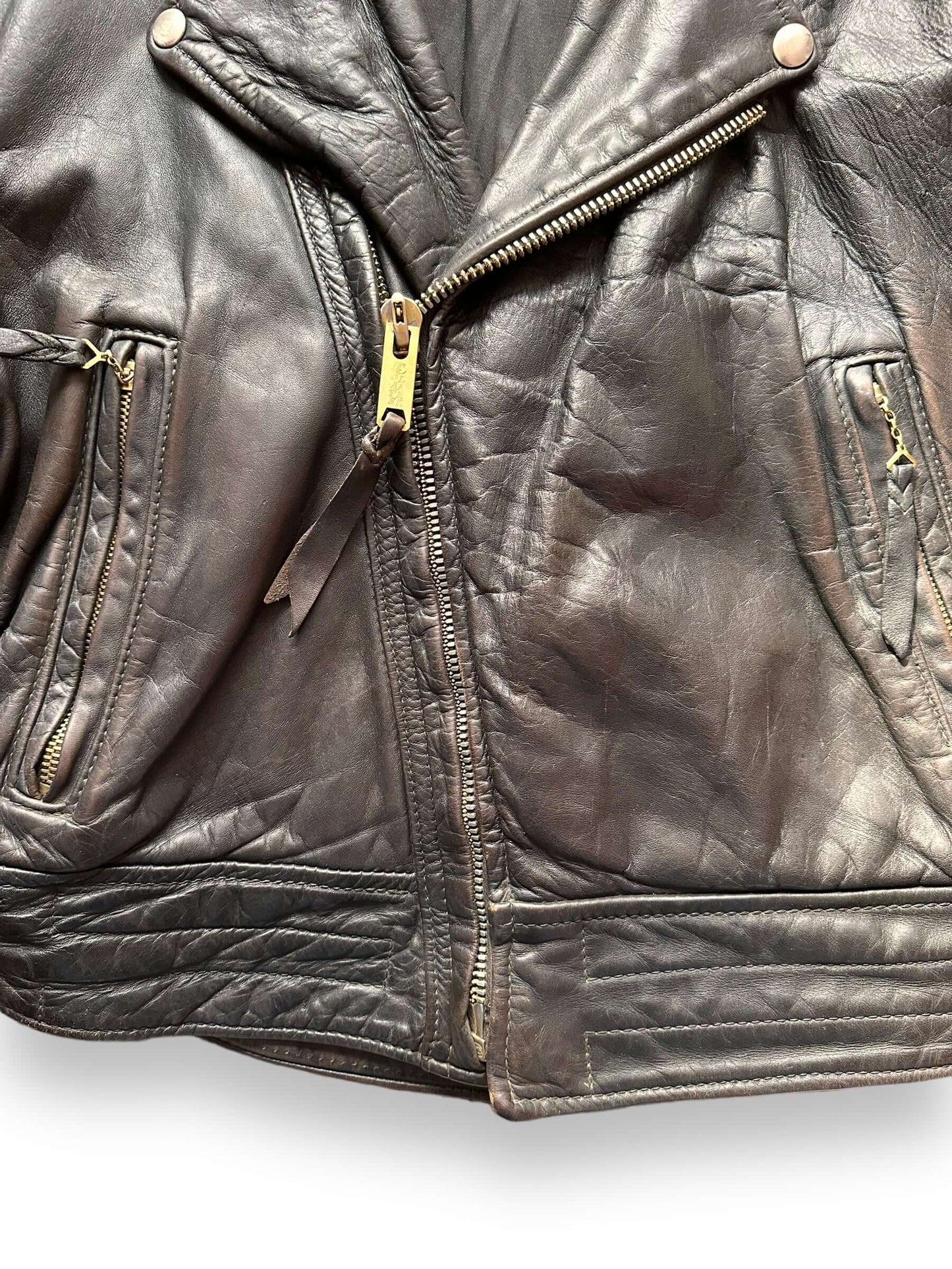 zipper on 40's Era Langlitz Leather Jacket | Barn Owl Vintage Goods | Vintage Leather Jackets Seattle