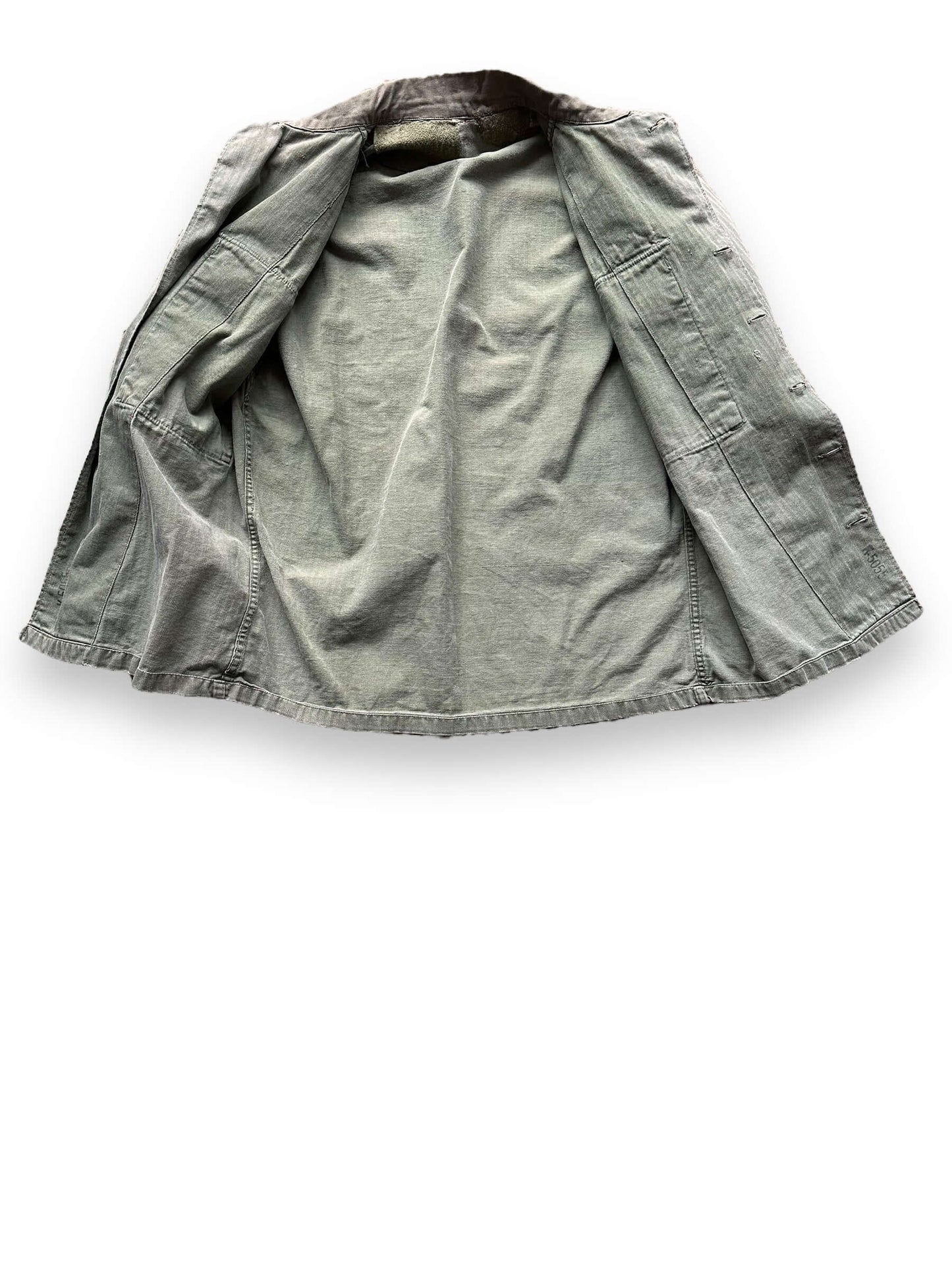 inside of Vintage HBT "Kenny" Repaired Jacket SZ L | Vintage Military Jackets Seattle | Barn Owl Vintage Clothing Seattle