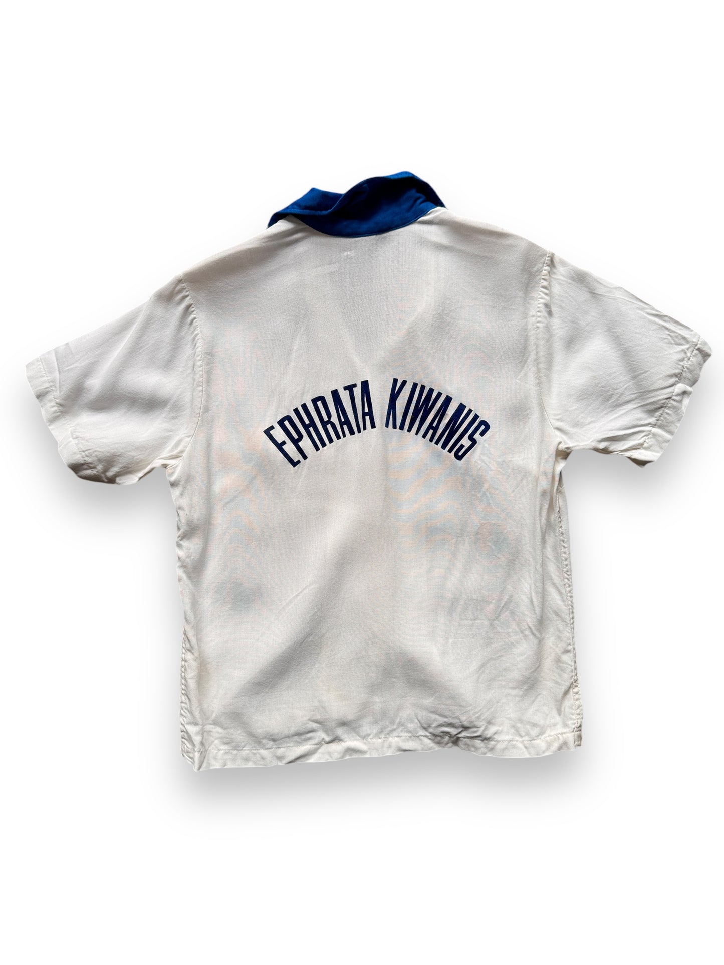 back of Vintage Youth Size Ephrata Kiwanis Bowling Shirt SZ 30