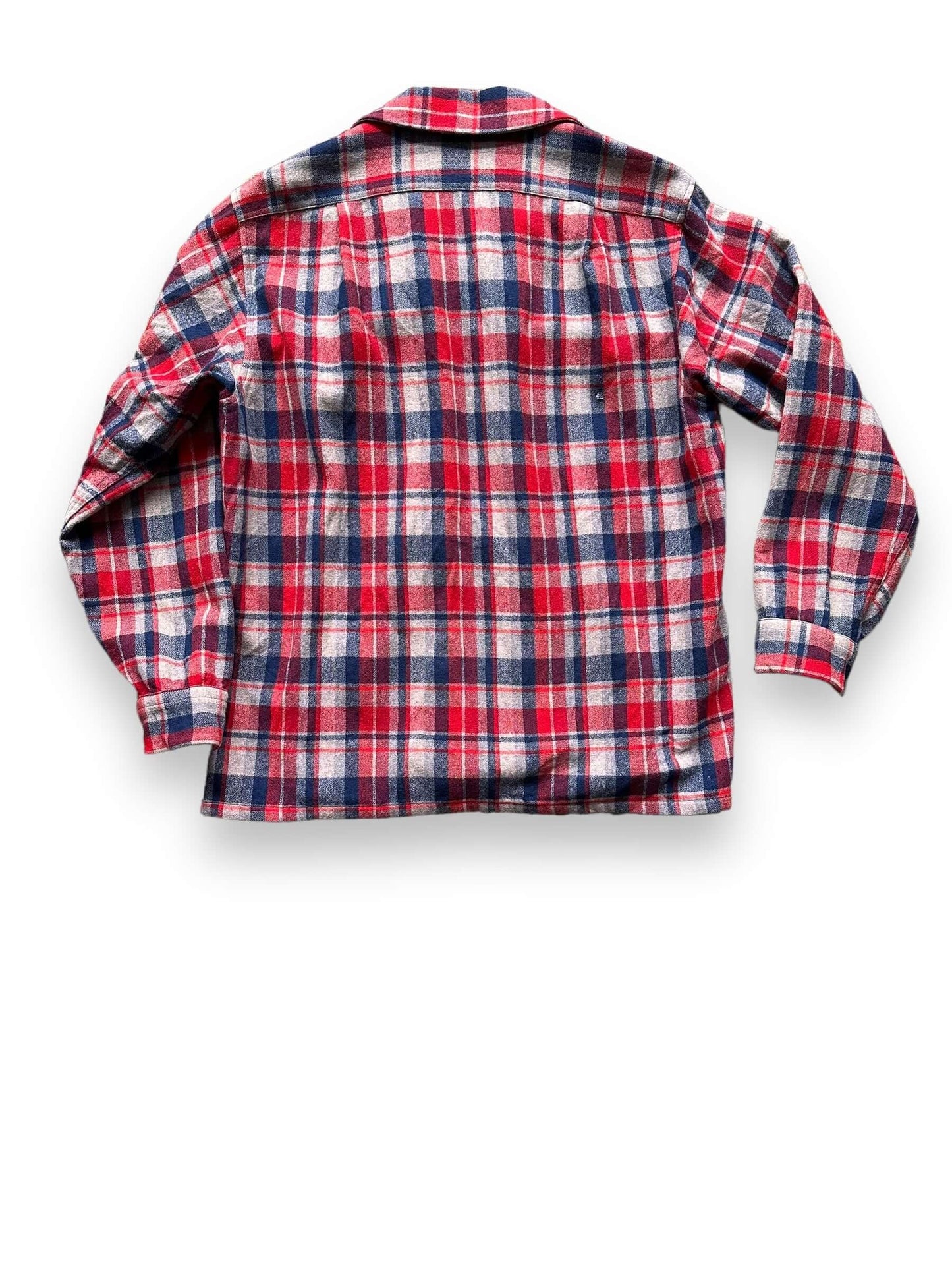 Rear View of Vintage Pendleton Red/Blue Wool Board Shirt SZ L